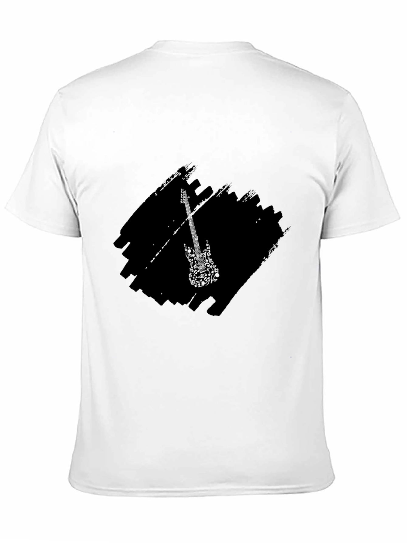 Black Black Graphic Tee with Guitar Design view 11