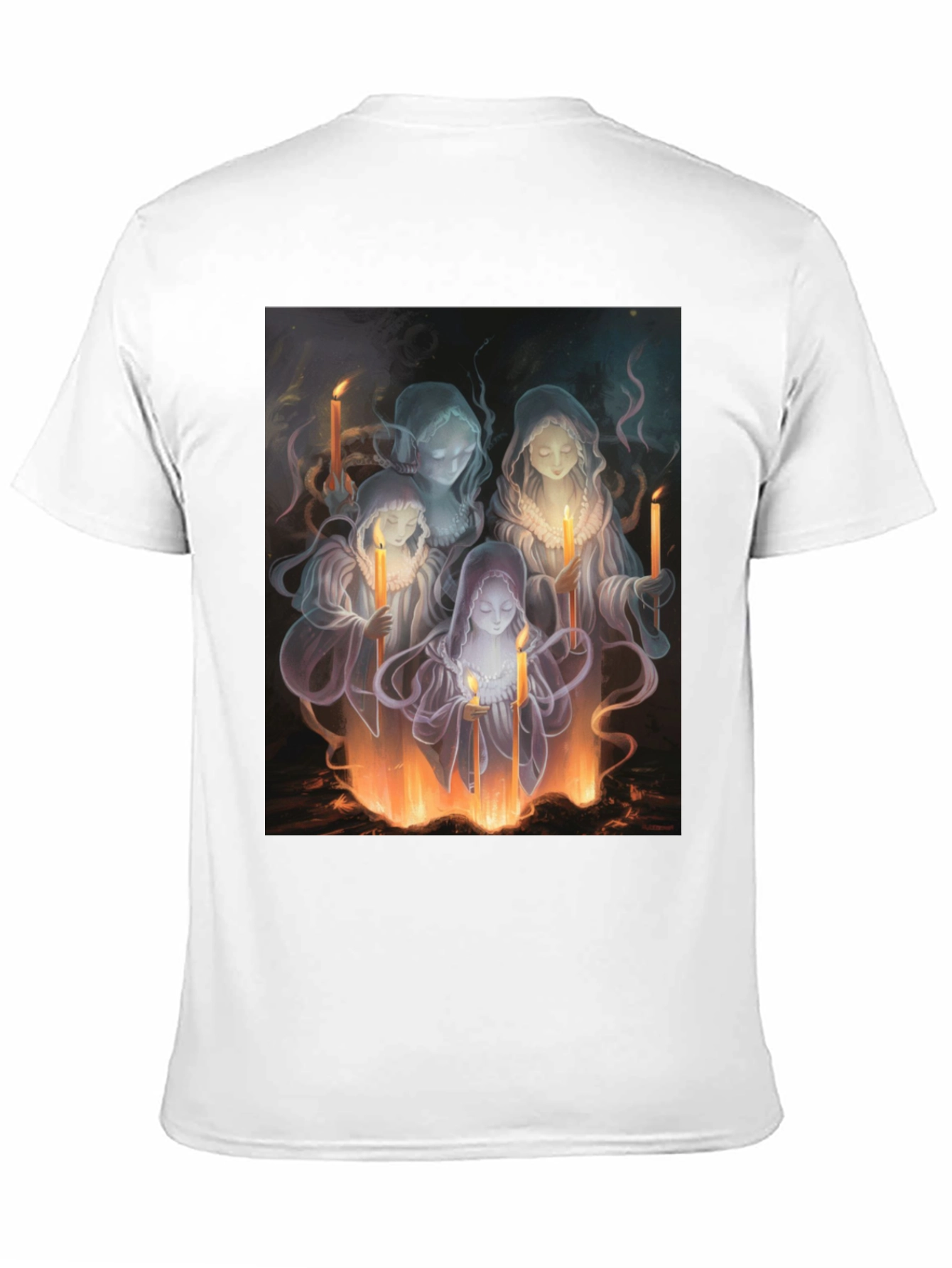 Black Ethereal Candle Maiden Black T-Shirt view 11