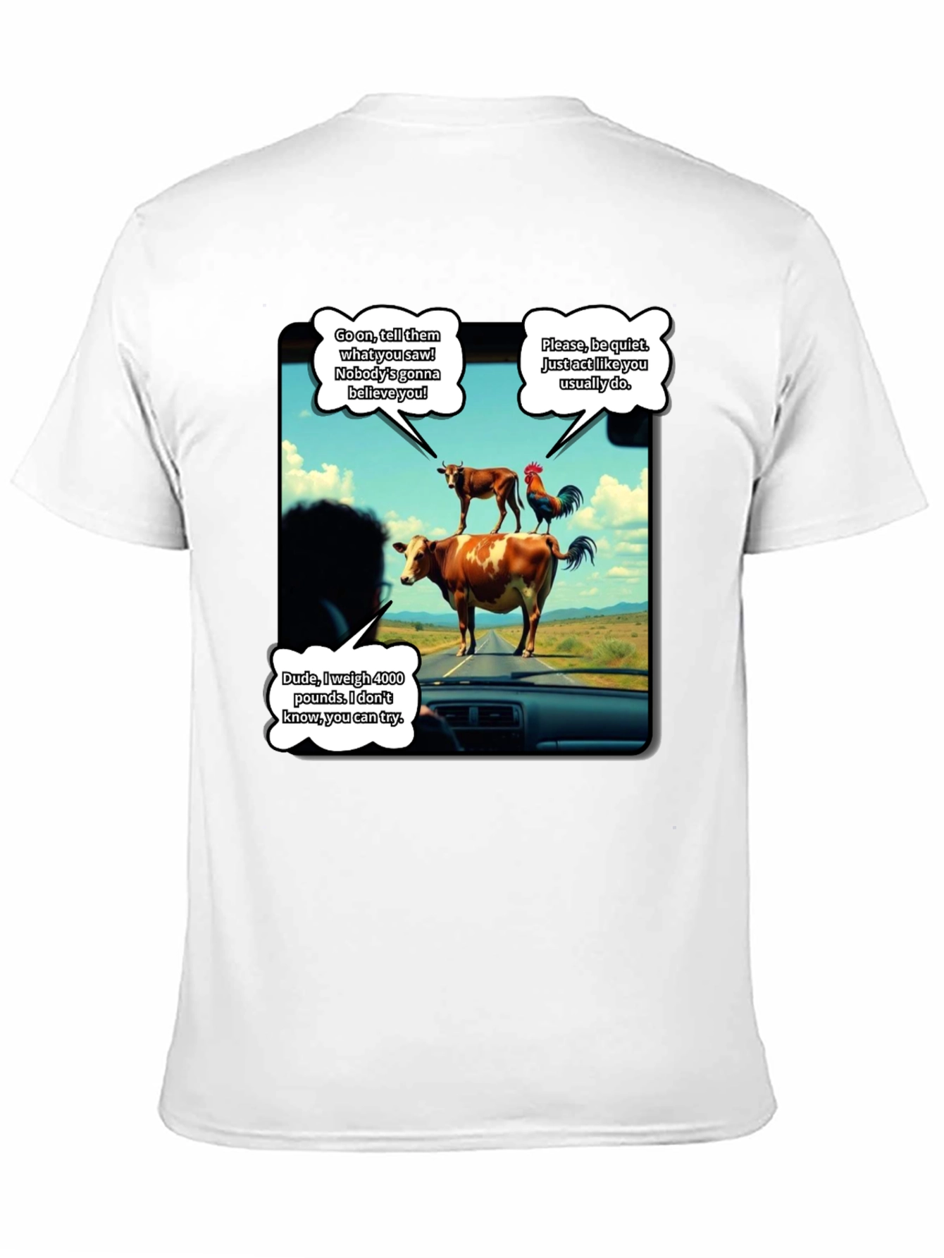 Black Talking Animals Graphic T-Shirt - Novelty Tee view 11