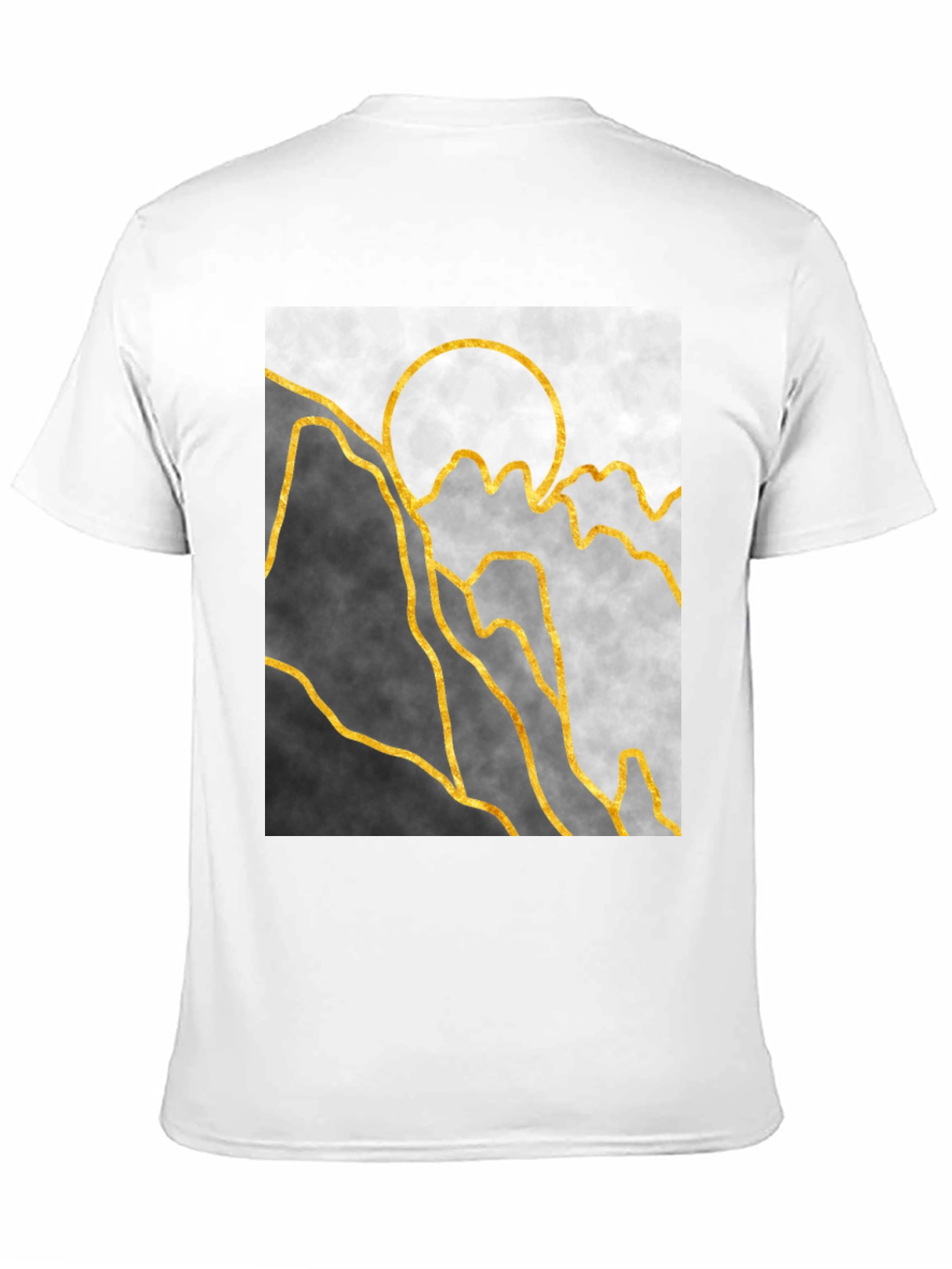 Black Abstract Mountain & Sun Graphic Tee view 11