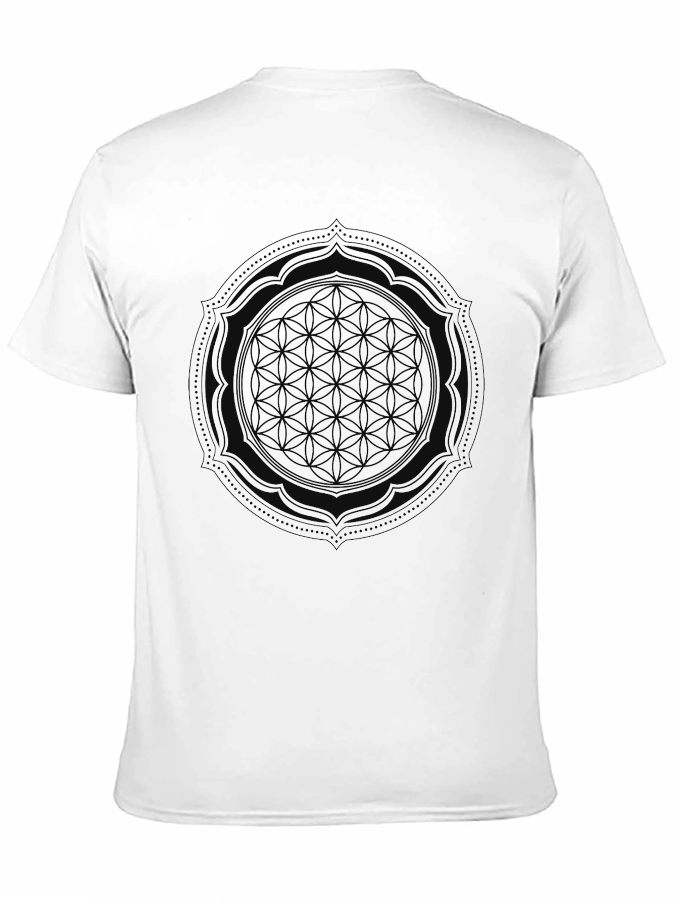 Black Men's Black Graphic Tee - Flower of Life Design view 11