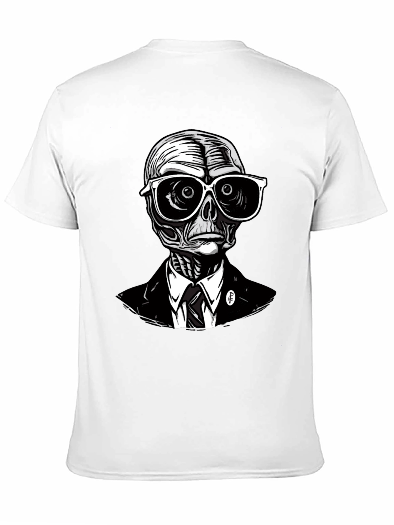 Black Skeleton in Suit Graphic Tee - Unique Design view 11