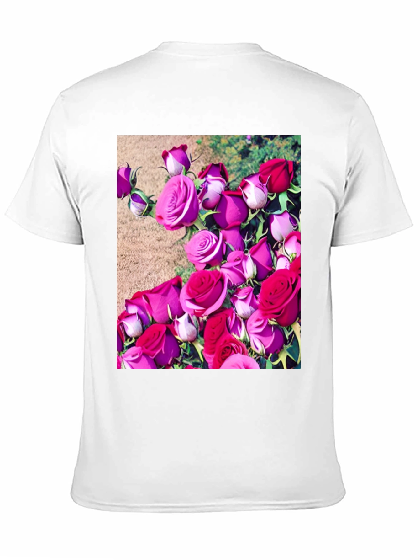Black Floral Print T-Shirt: Roses Graphic Tee view 11