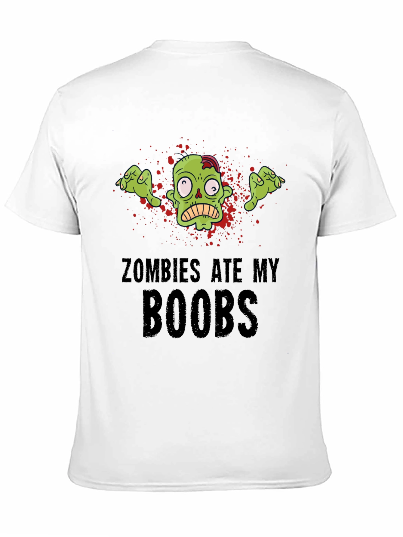 Black Zombies Ate My Boobs Graphic T-Shirt - Black Cotton Tee view 11