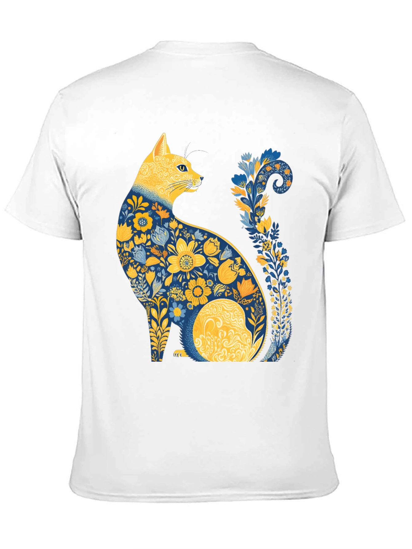 Black Floral Cat T-Shirt - Unique Artistic Design view 11