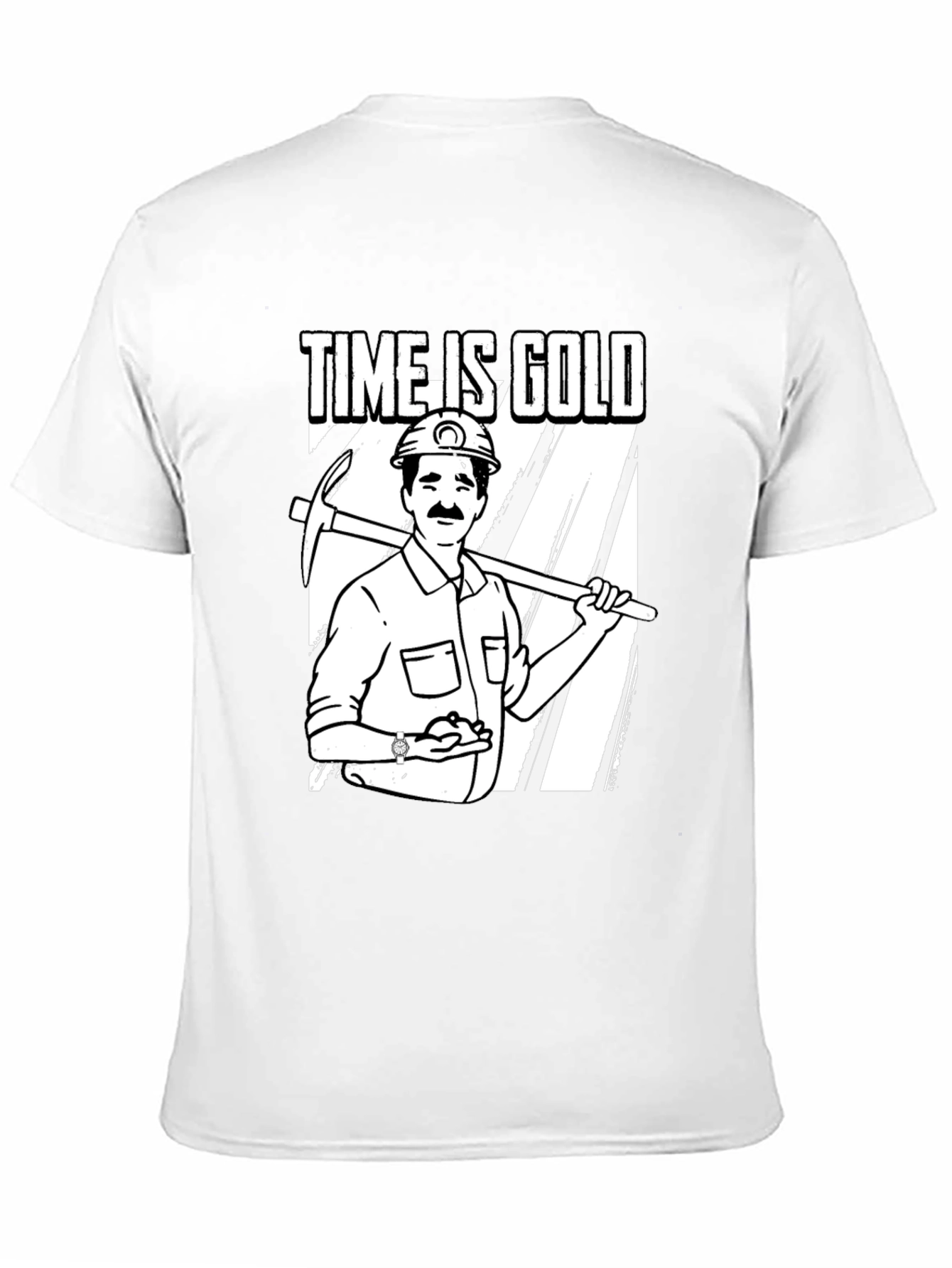 Black Time Is Gold Graphic Tee Miner Cartoon T-Shirt view 11