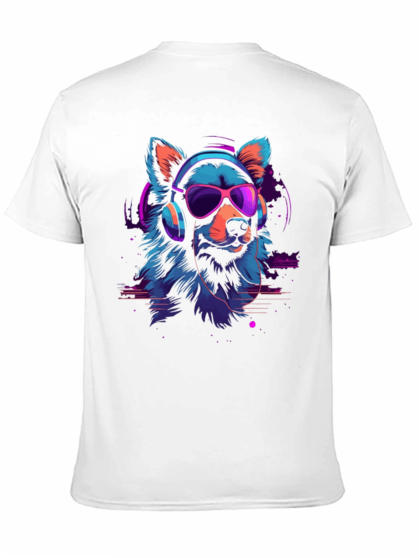 Black Cool Neon Dog Graphic T-Shirt view 11