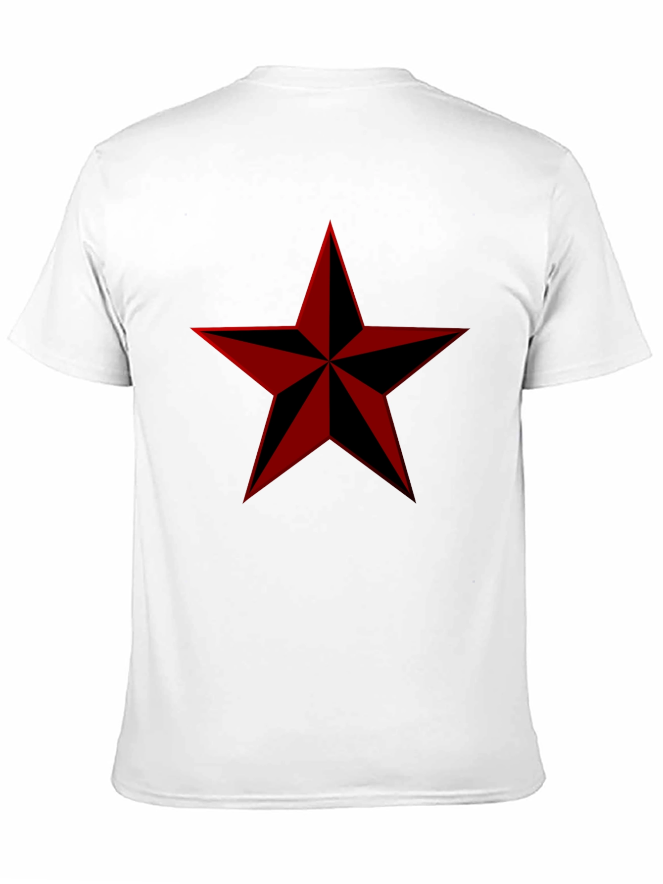 Red Nautical Star Graphic Print Black T-Shirt - 11