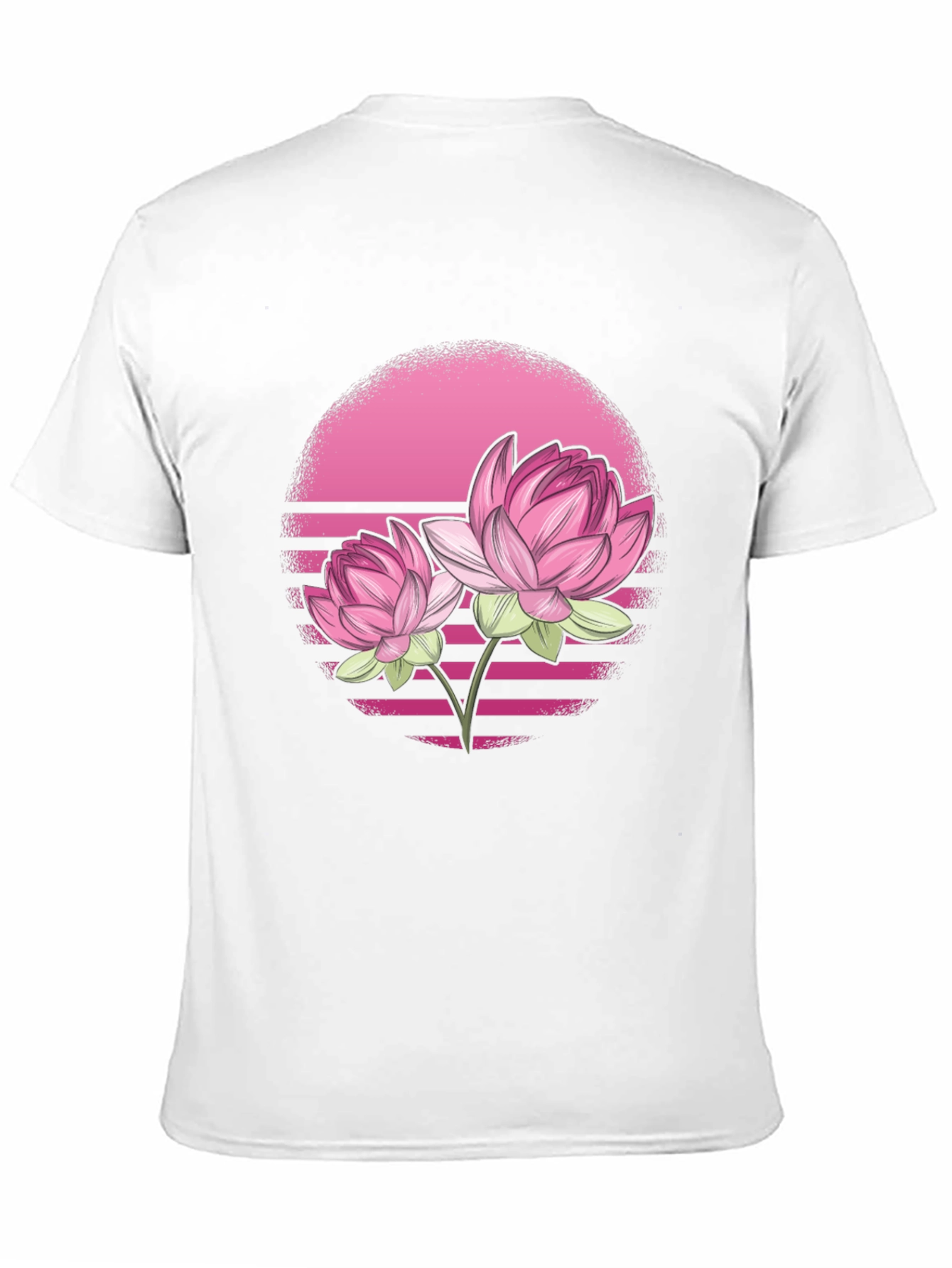 Black Pink Lotus Flower Graphic T-Shirt - Black view 11