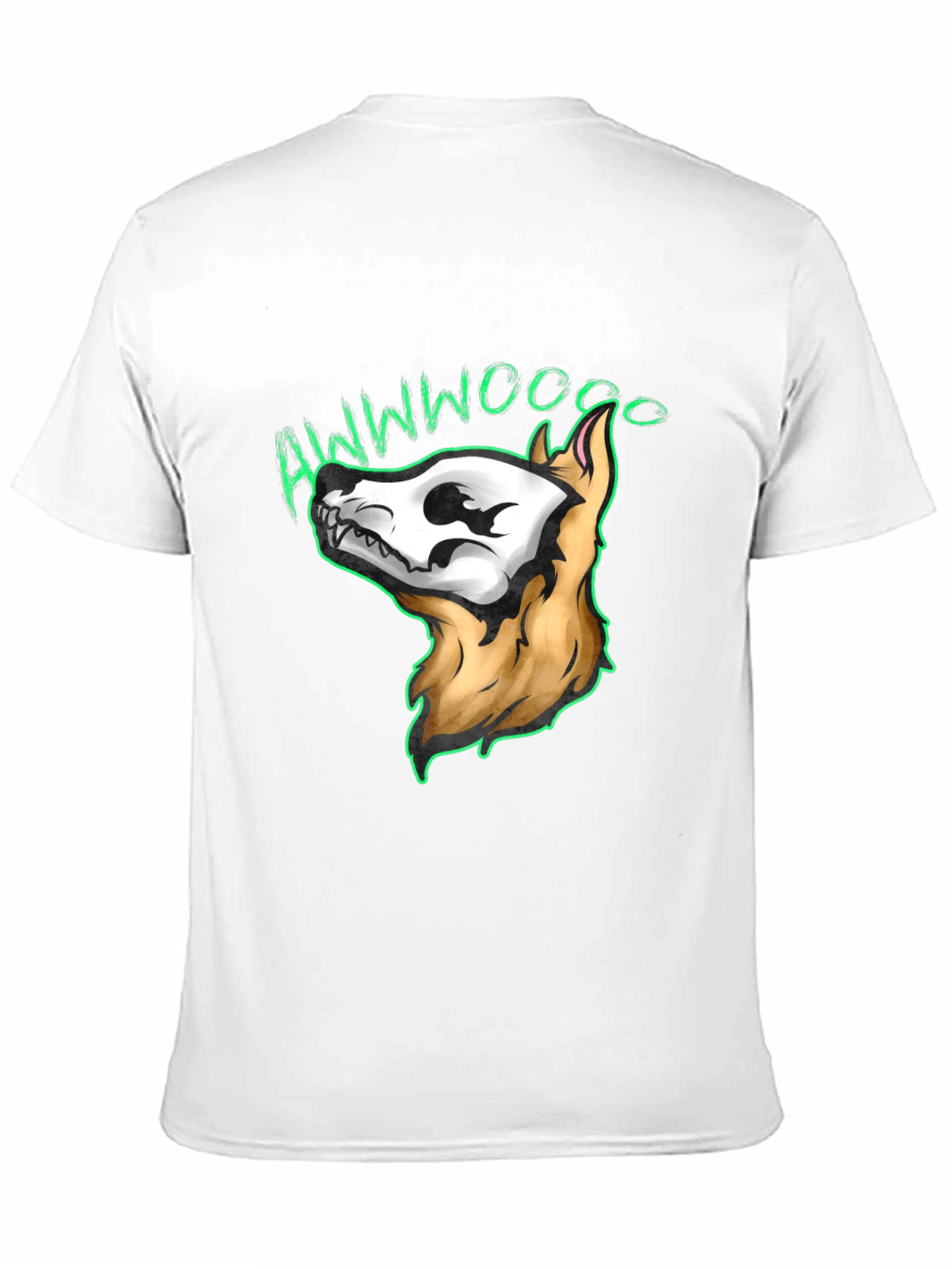Black Awwwwoooo Skeleton Dog T-Shirt view 11