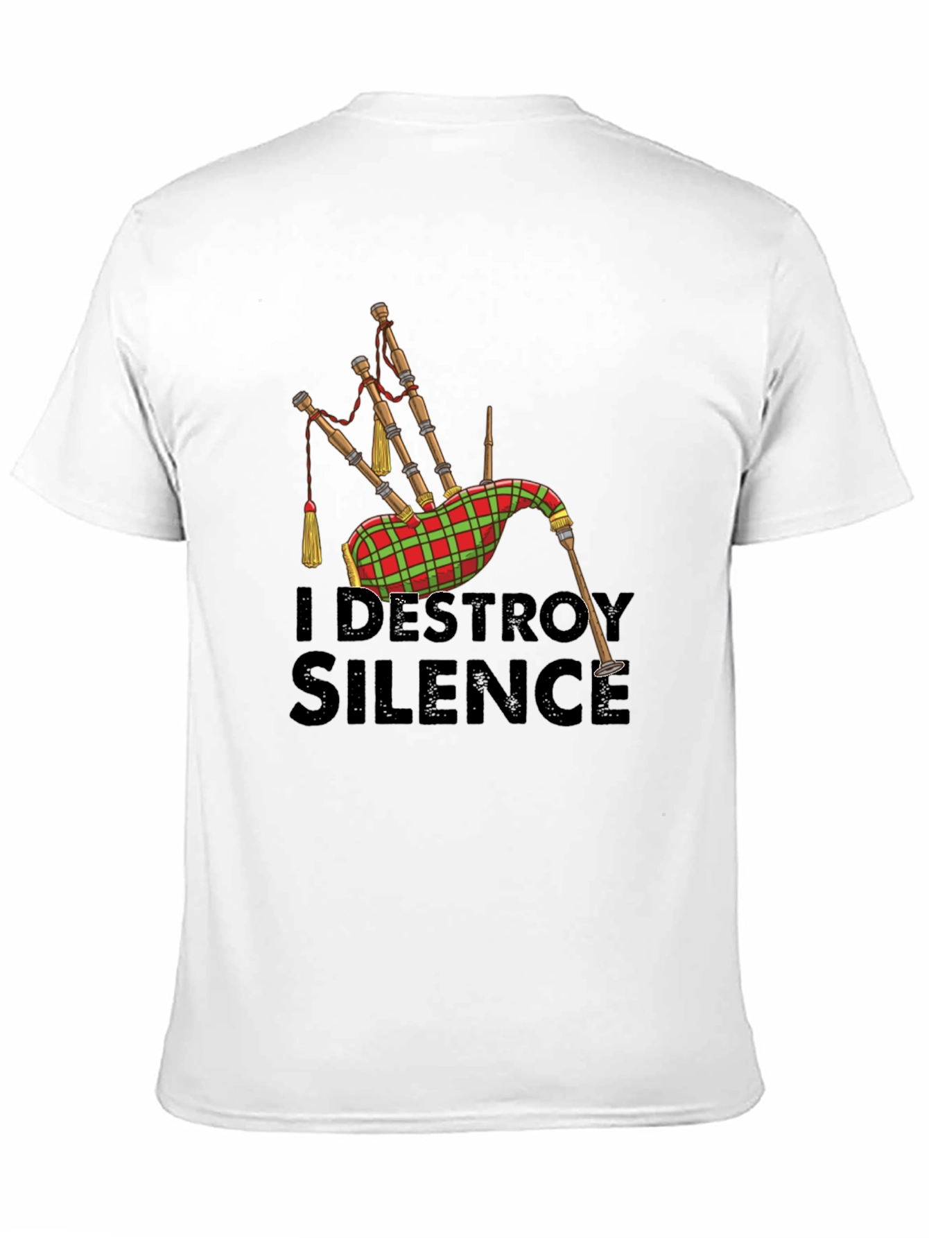 Black I Destroy Silence Bagpipe T-Shirt view 11