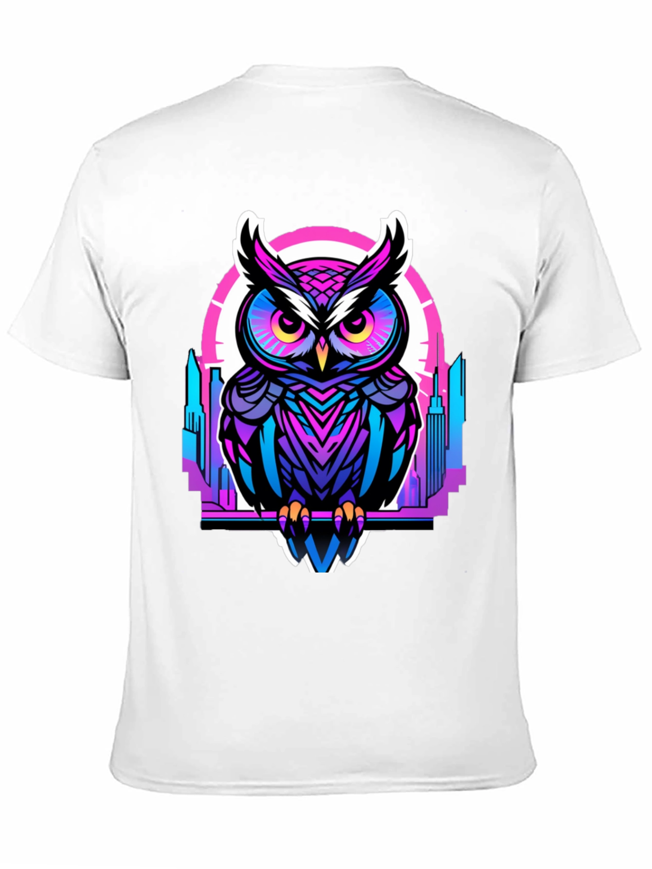 Black Cyberpunk Owl Graphic Tee - Men's Black T-Shirt view 11