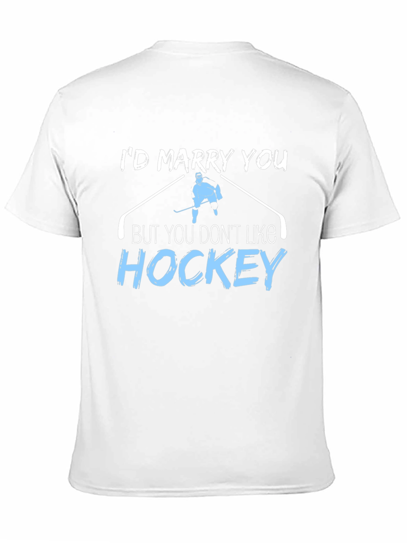 Black Hockey Fan Humor Graphic Tee - I'd Marry You! view 11