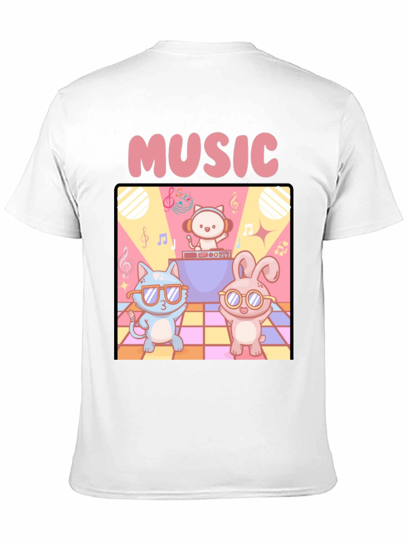 Black Music Cats and Bunny DJ T-Shirt view 11
