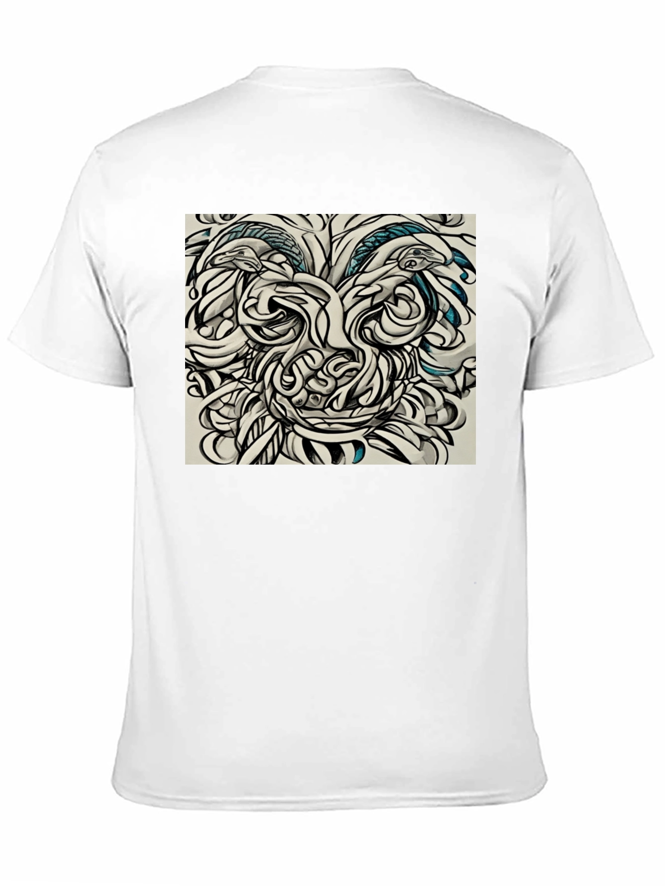 Black Abstract Face Graphic Tee - Black Cotton Comfort view 11