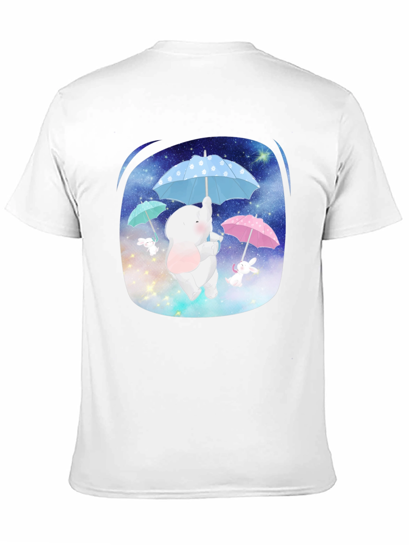 Black Cute Elephant & Bunny Tee - Dreamy Design view 11