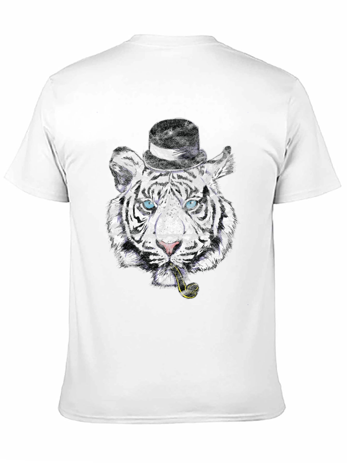 Black Tiger with Hat & Pipe Black Graphic Tee view 11