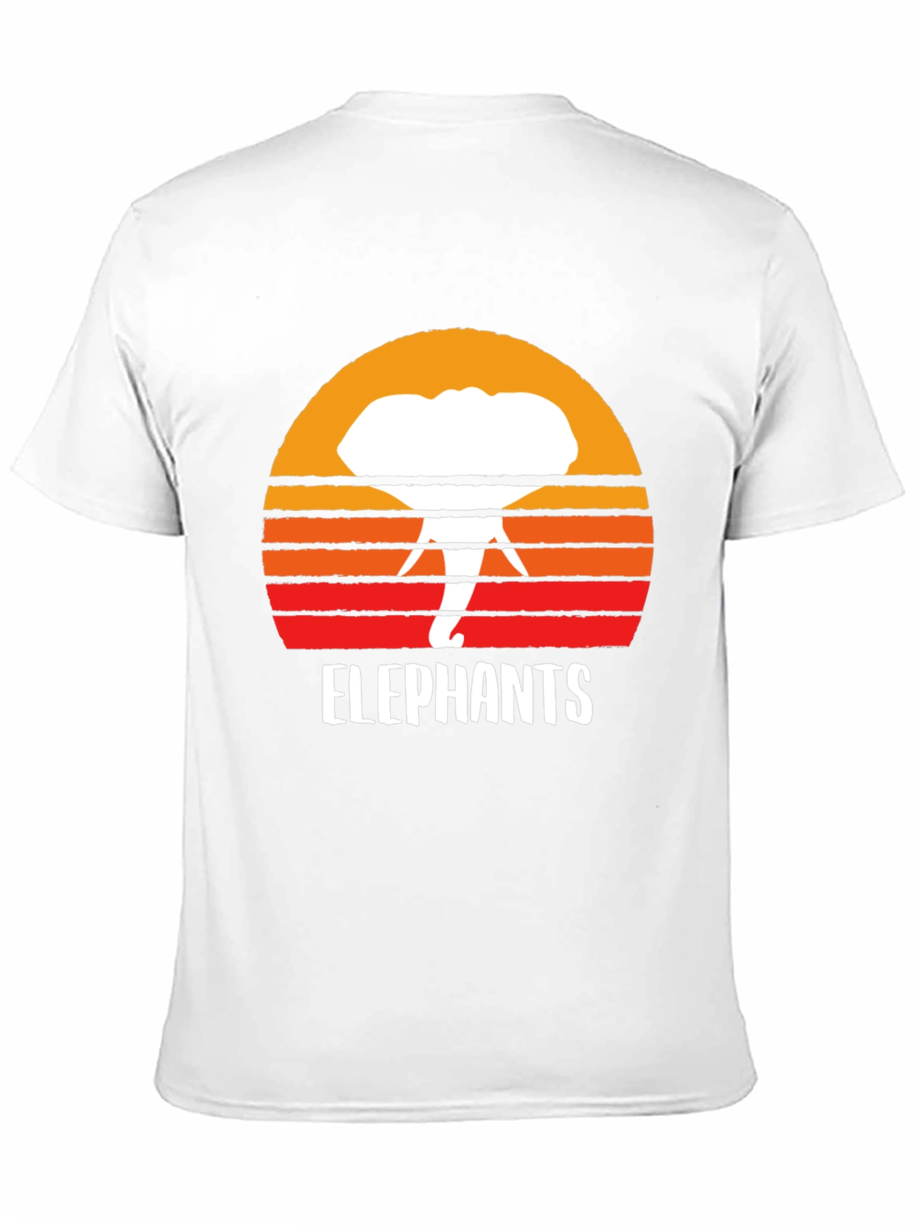 Black Elephant Sunset Graphic Tee - Retro Style Black T-Shirt view 11