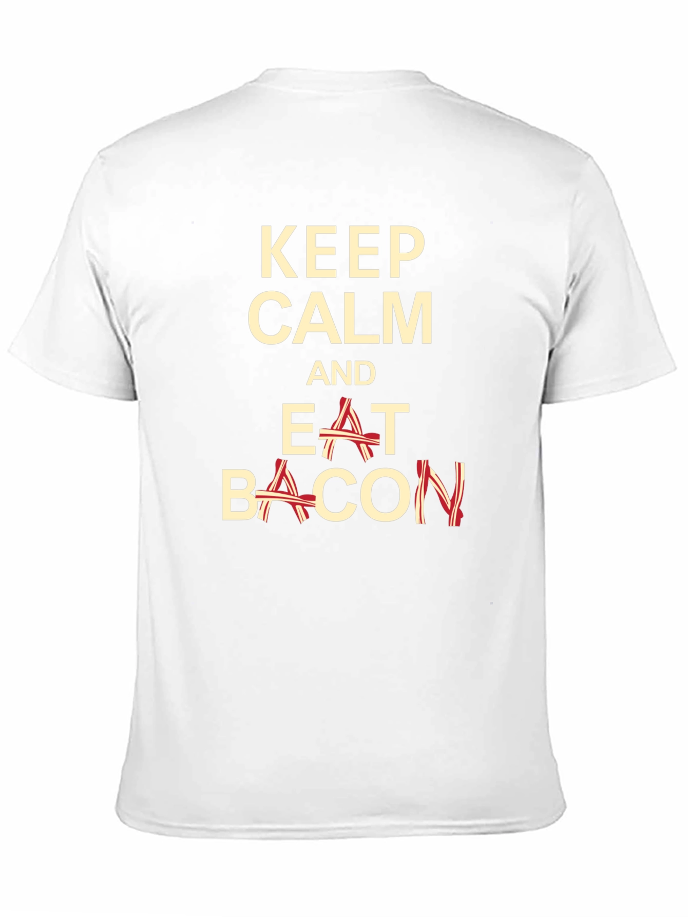 Black Keep Calm and Eat Bacon Funny T-Shirt view 11