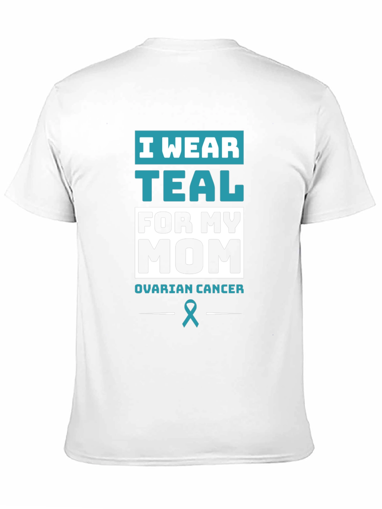 Black Teal Ribbon Ovarian Cancer Awareness T-Shirt view 11