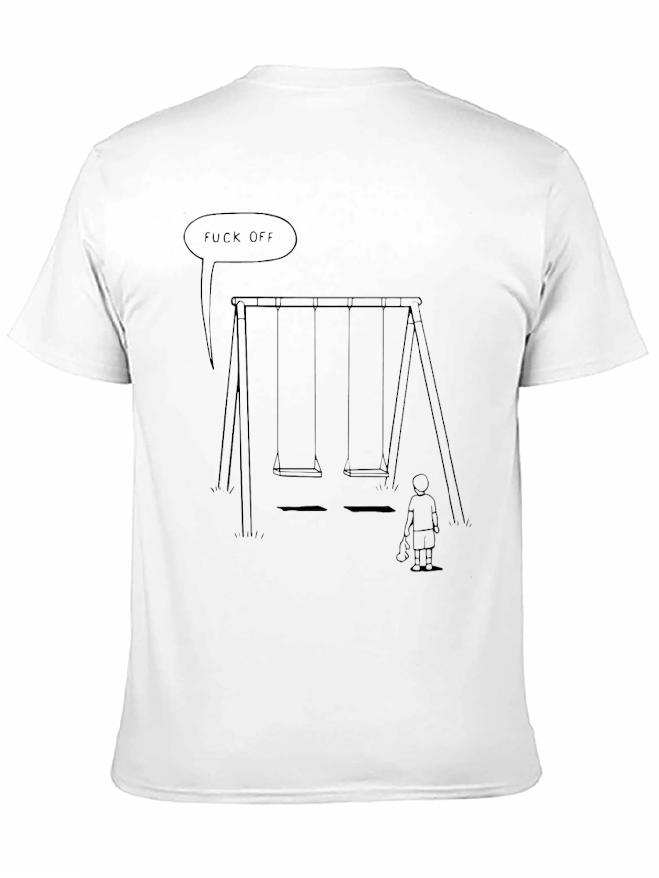 Black Dark Humor Graphic Tee - Playground 'Fuck Off' Print view 11