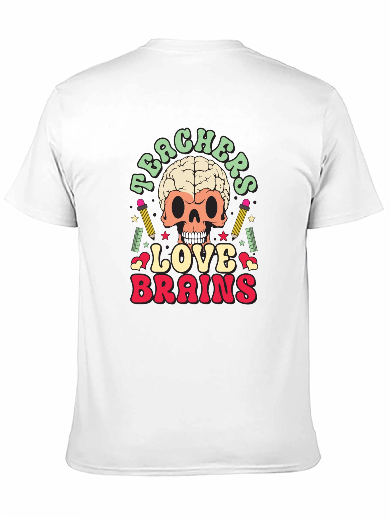 Black Teachers Love Brains Graphic Tee - Funny Skull T-Shirt view 11
