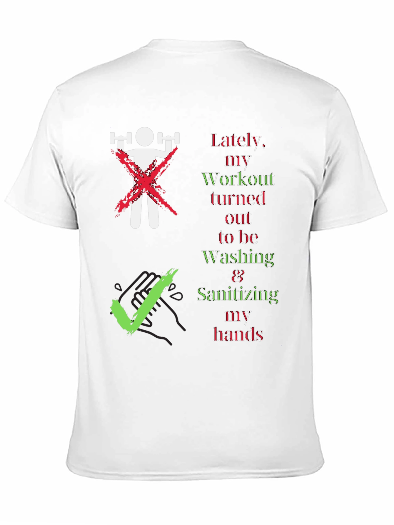 Black Workout to Washing Hands T-Shirt - Unisex Novelty Tee view 11