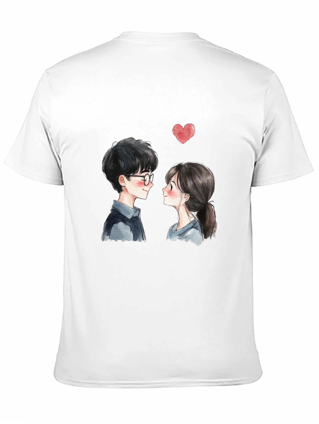 Black Cute Couple Graphic Tee - Black Casual T-Shirt view 11