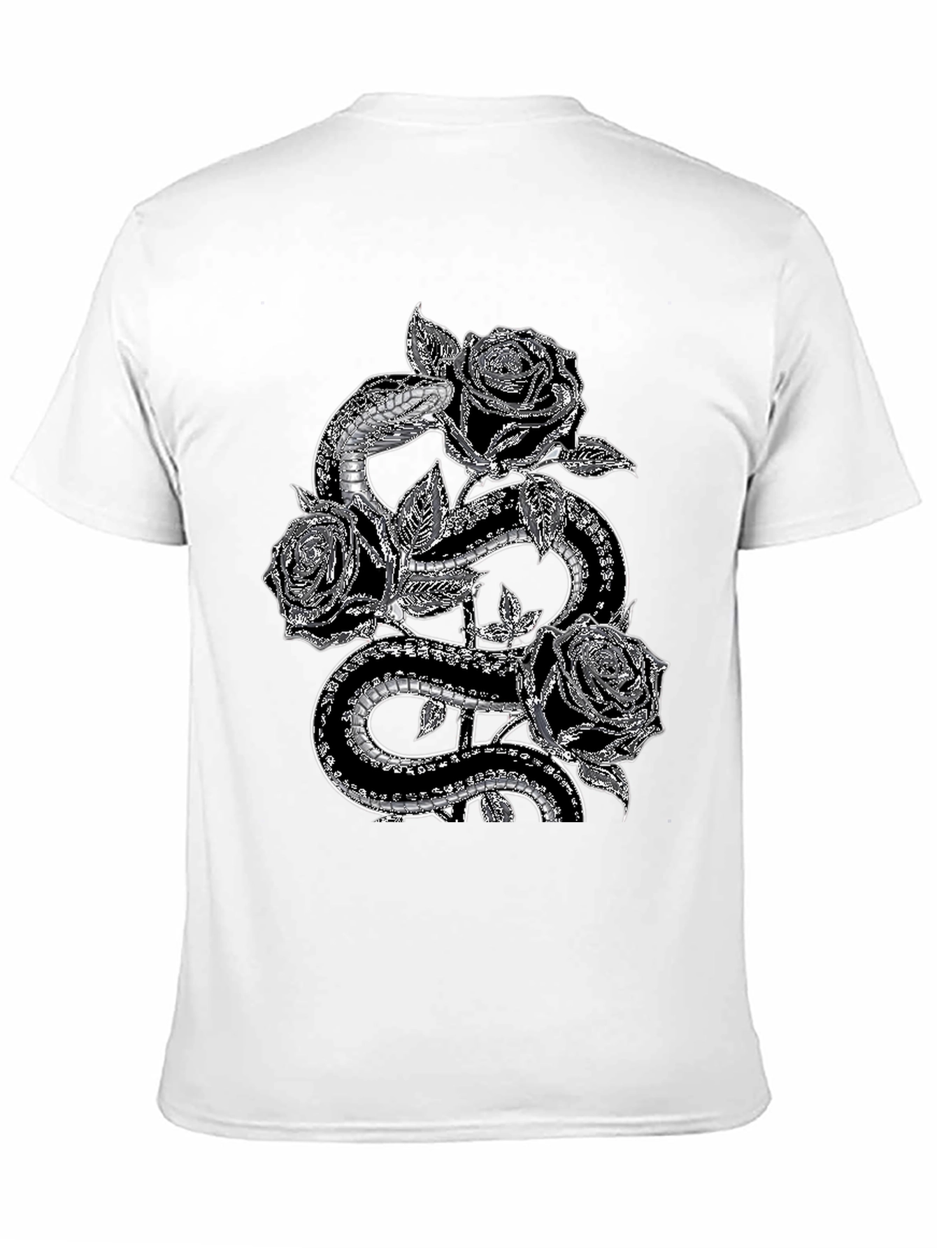 Black Snake & Roses Graphic Tee - Stylish Black T-Shirt view 11
