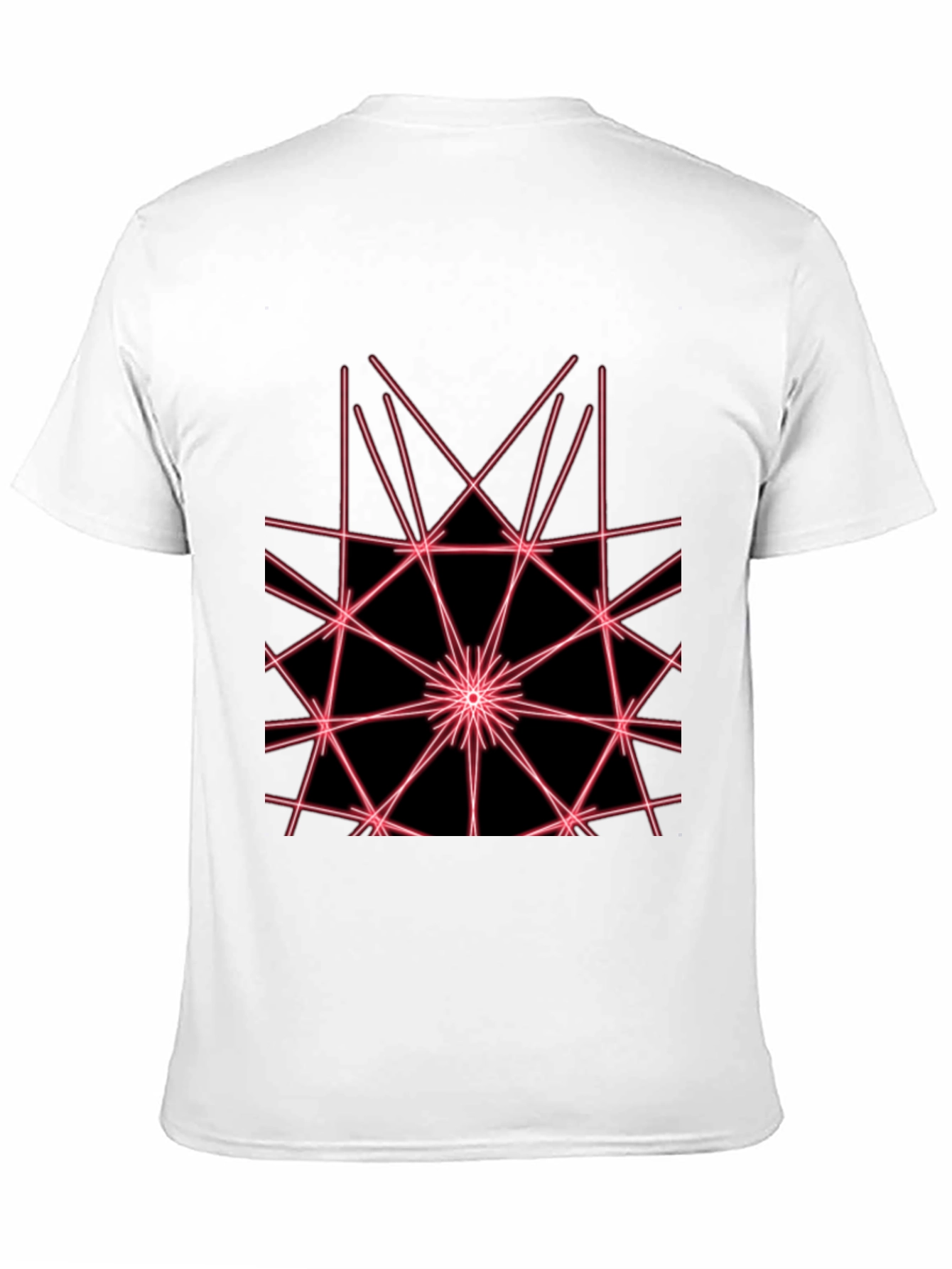 Black Abstract Geometric Laser Design Black T-Shirt view 11