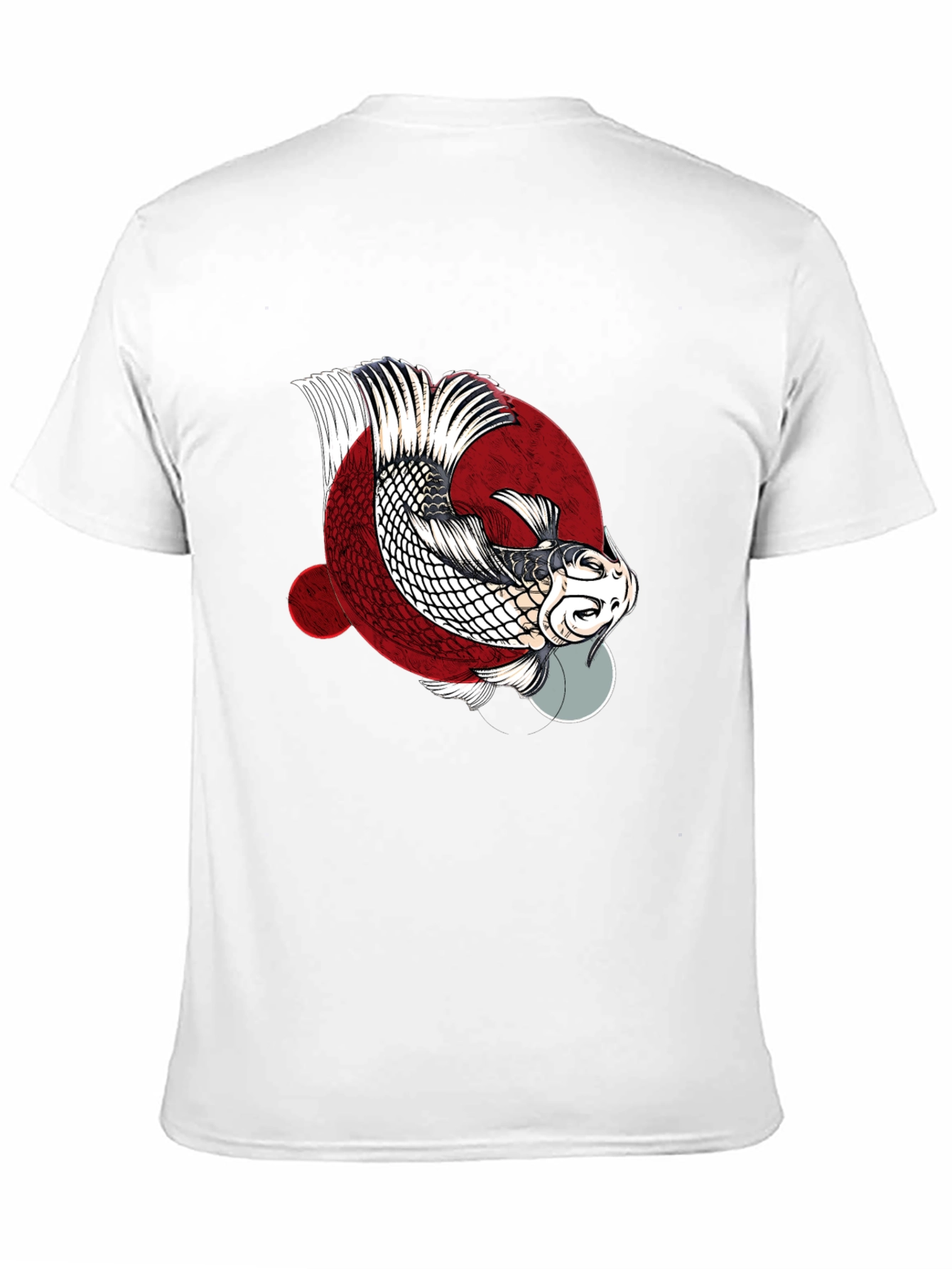 Black Koi Fish Graphic Print Crew Neck T-Shirt view 11