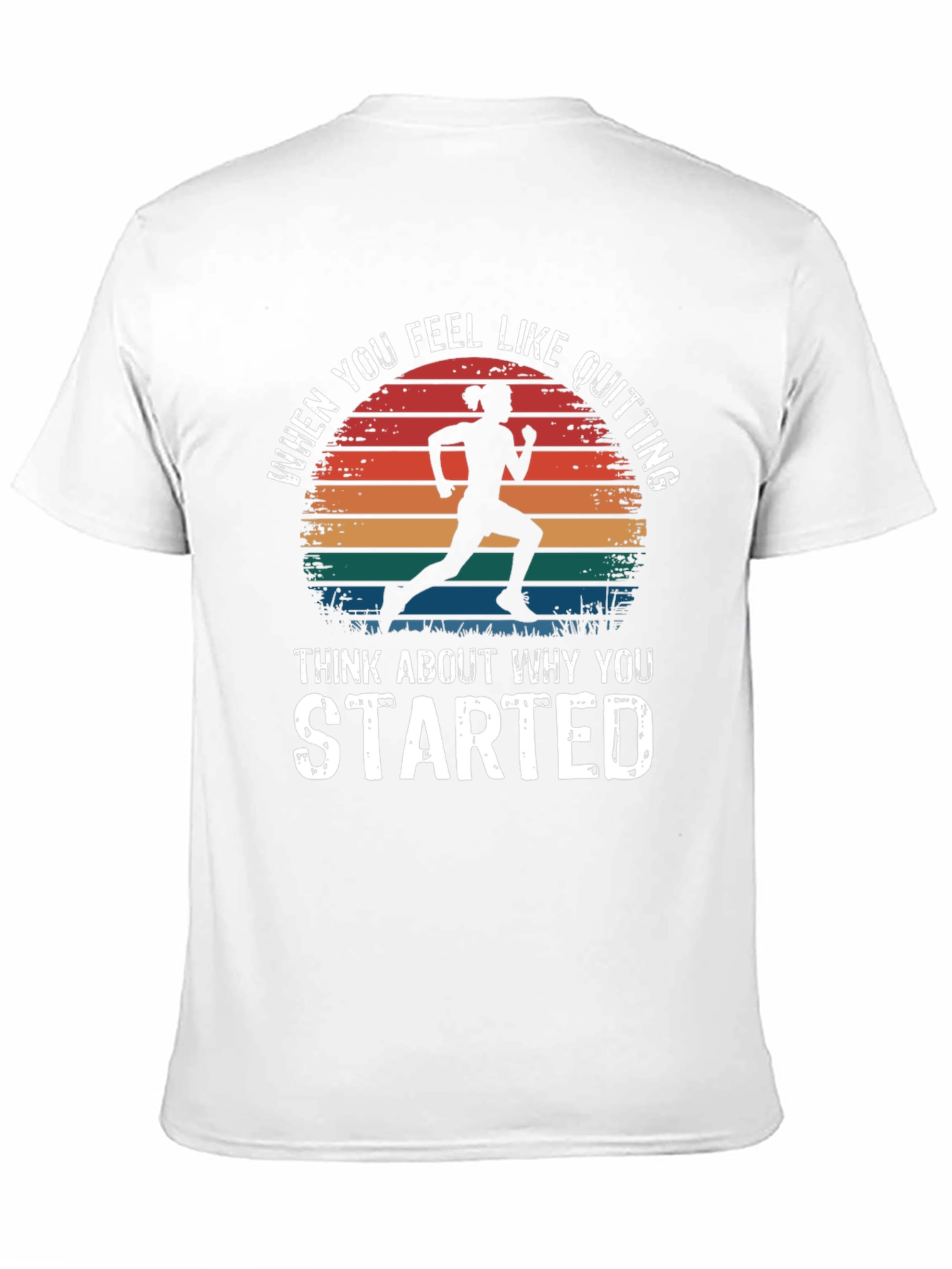 Black Motivational Runner T-Shirt - Never Quit Design view 11