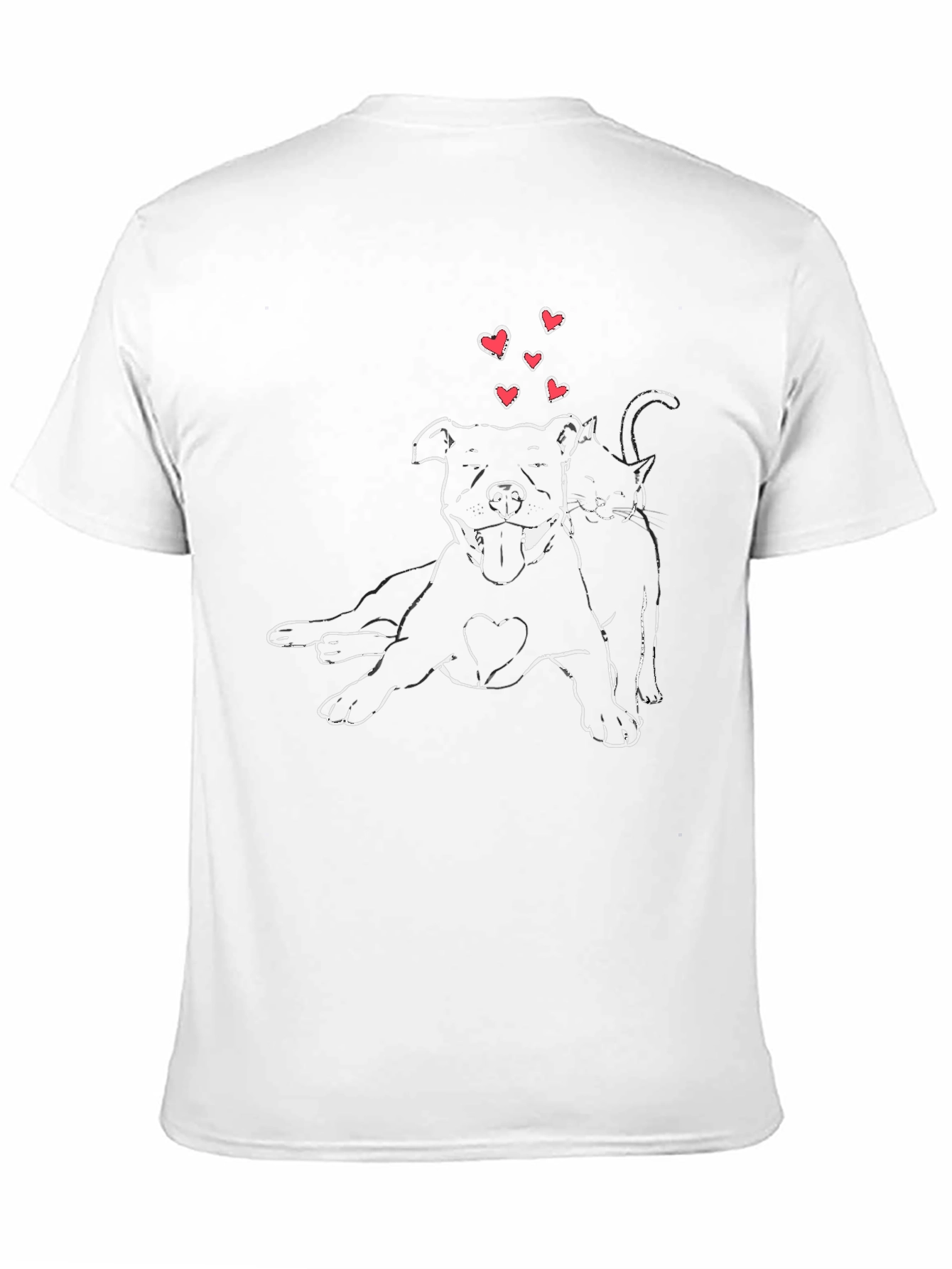Black Dog and Cat Love T-Shirt - Unisex view 11