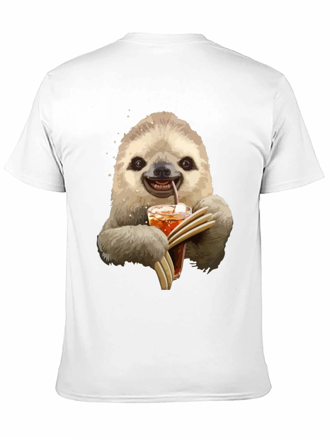 Black Sloth Drinking Iced Tea Graphic T-Shirt view 11