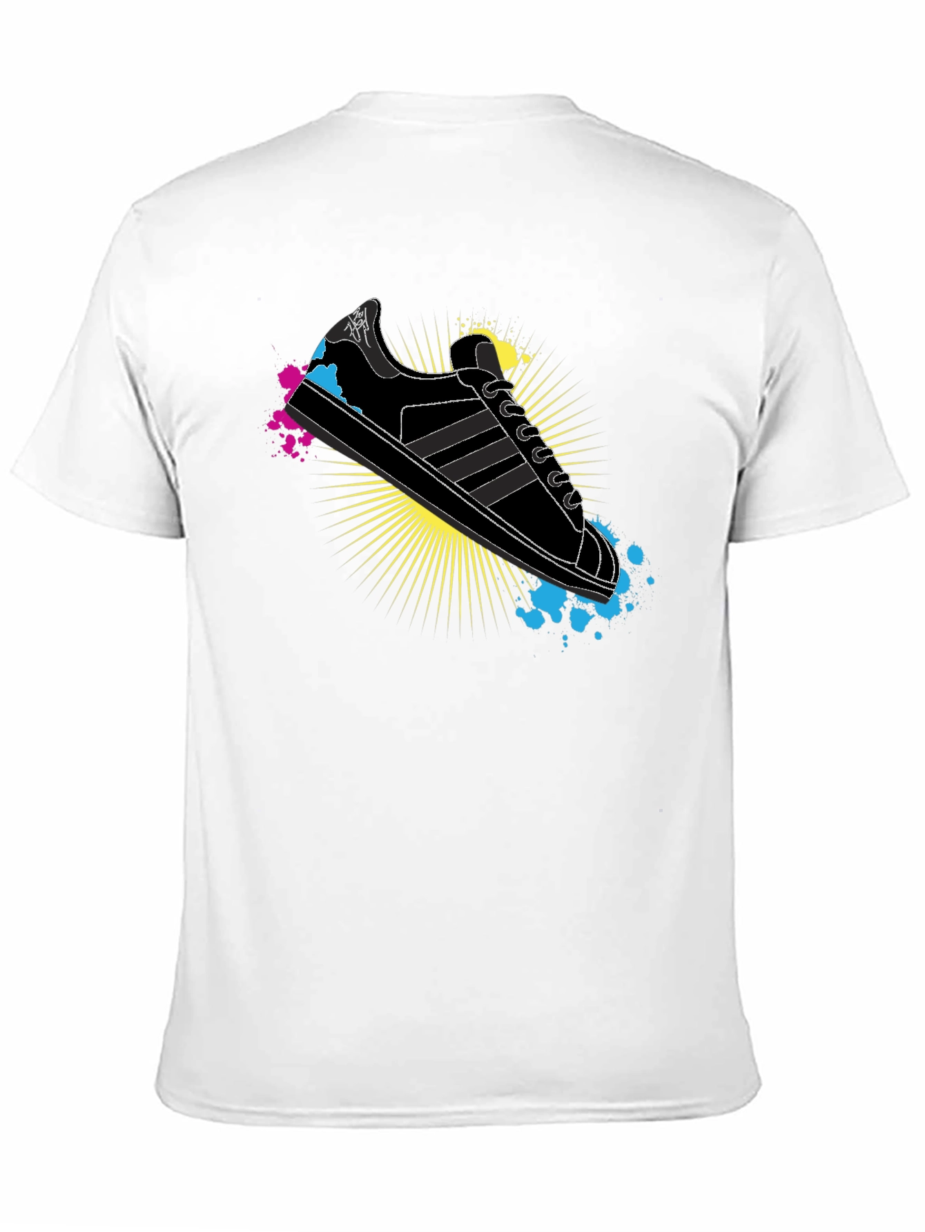 Black Stylish Graphic Print T-Shirt - Retro Sneaker Design view 11