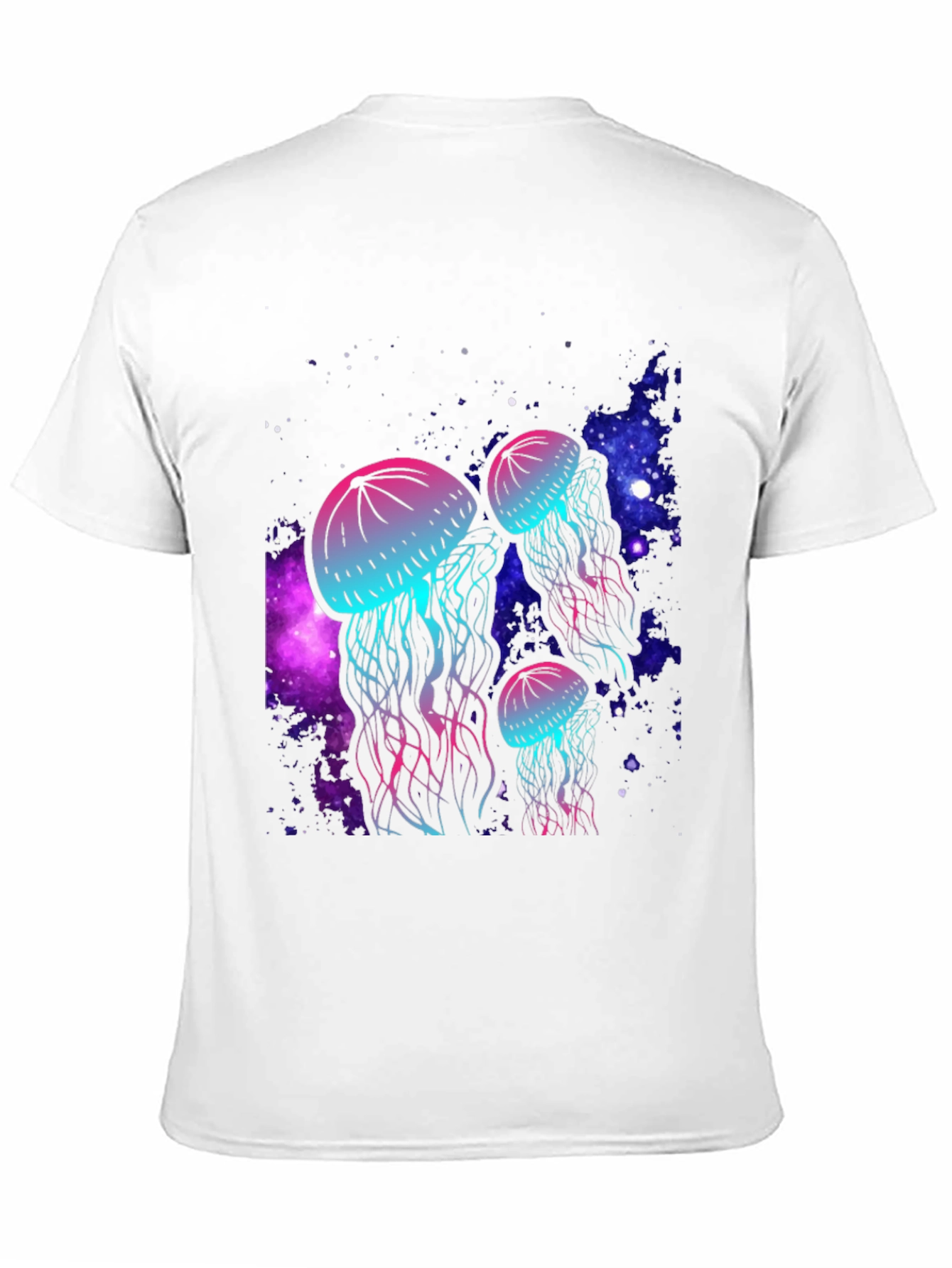Black Neon Jellyfish Galaxy T-Shirt view 11
