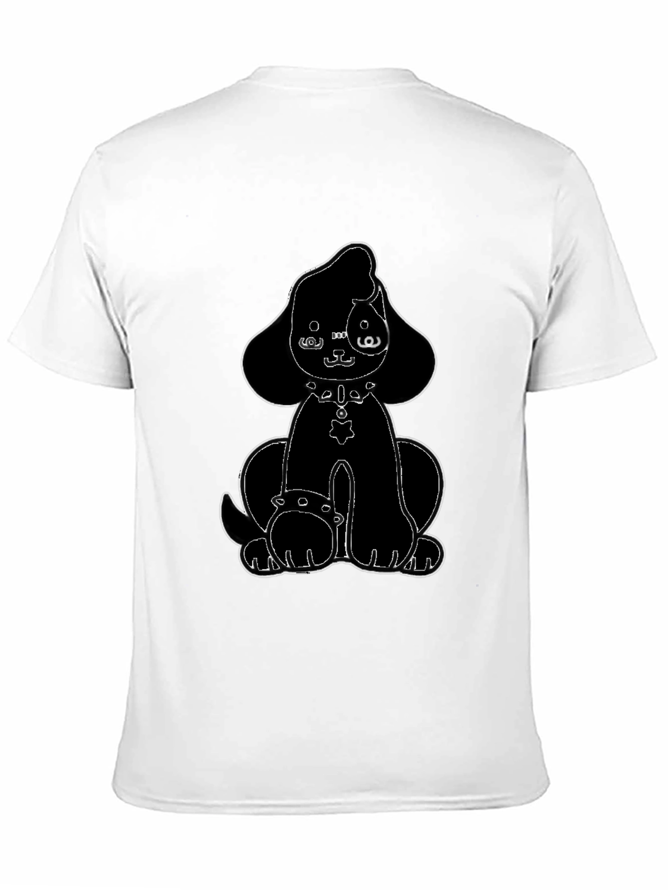 Black Cute Cartoon Dog Graphic Tee - Black view 11