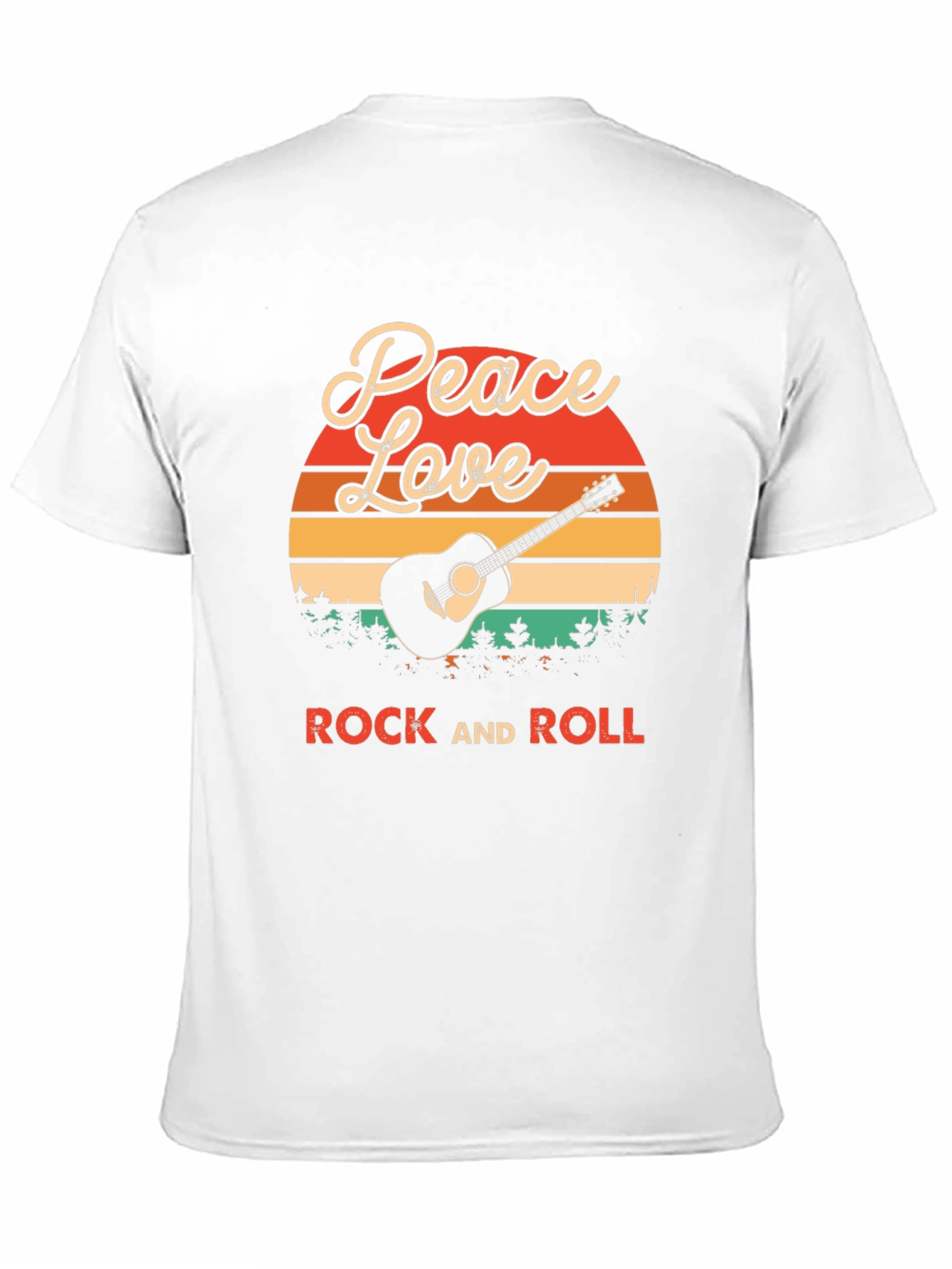 Black Peace Love Rock and Roll Graphic T-Shirt view 11