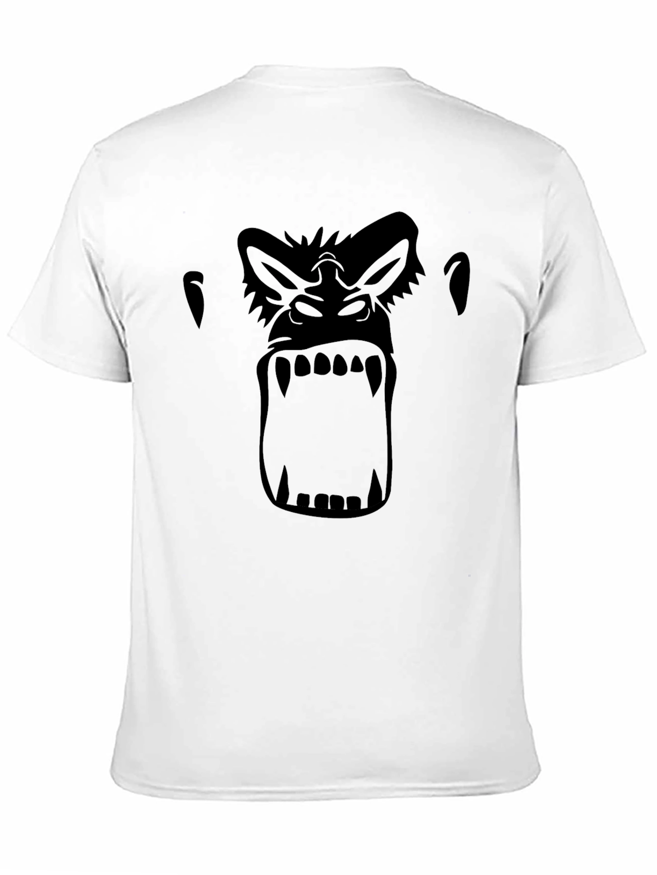 Black Gorilla Face Graphic Tee - Black Crew Neck T-Shirt view 11