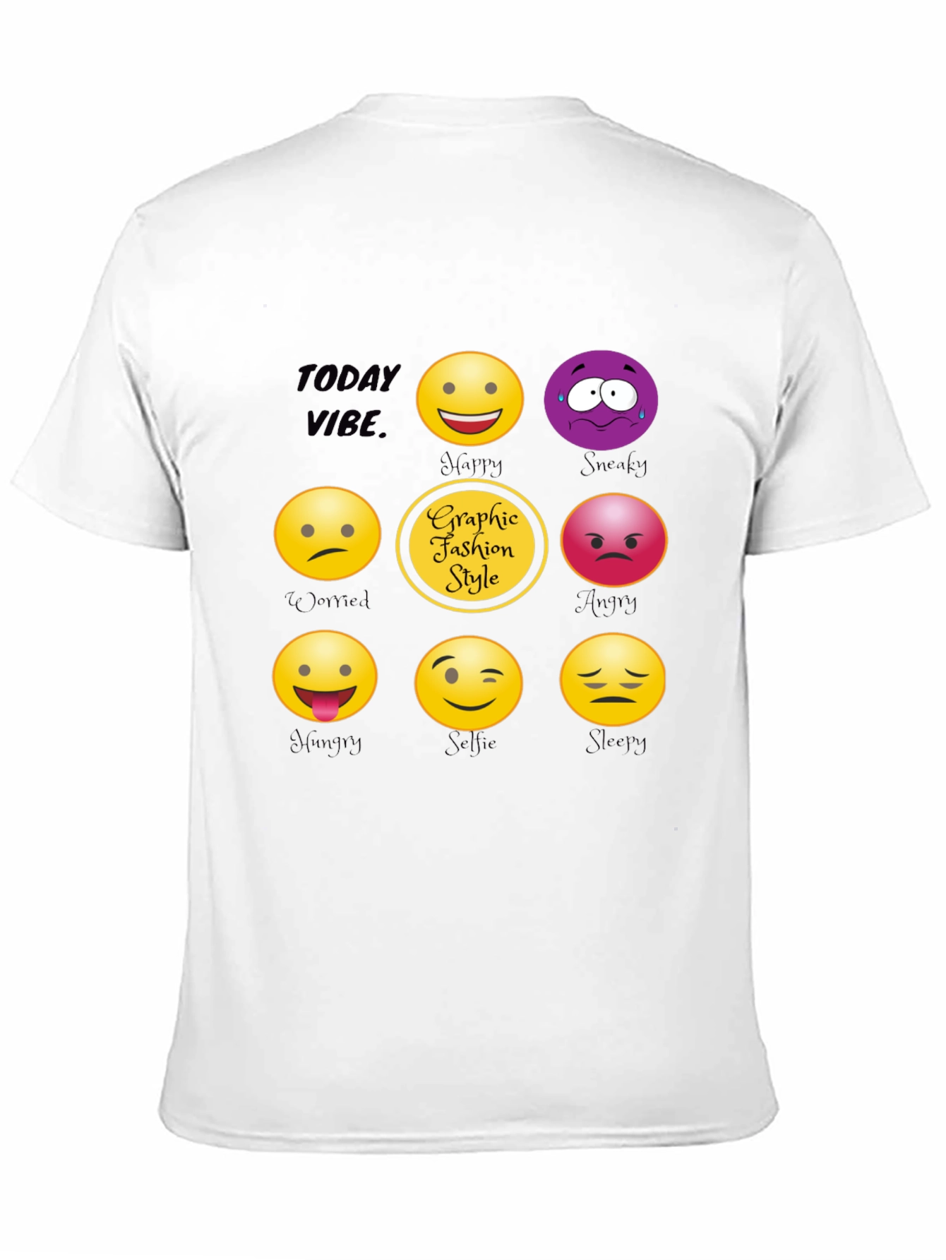 Black Today Vibe Emoji Graphic Style T-Shirt view 11