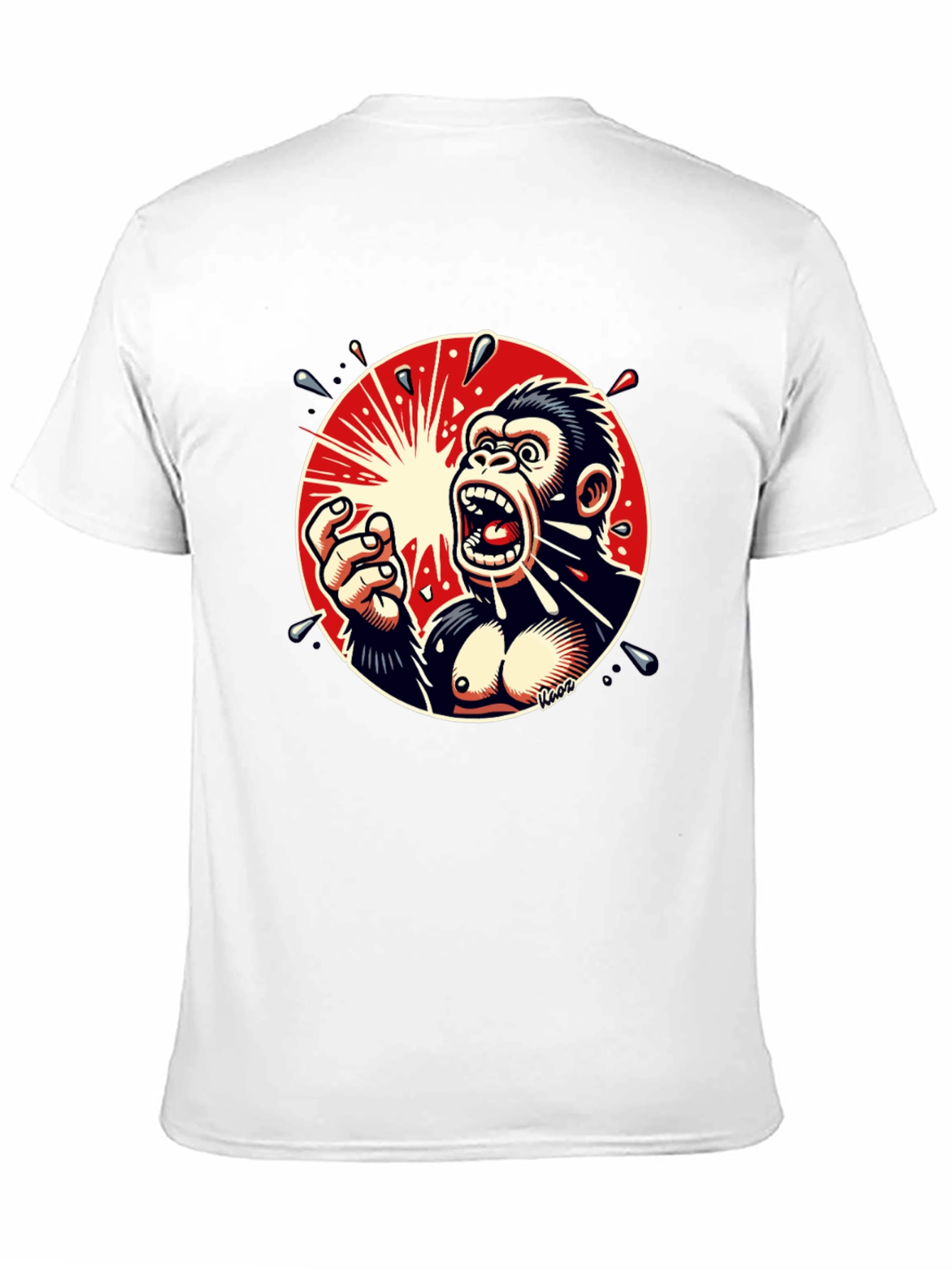 Black Screaming Gorilla Graphic Tee - Bold Black T-Shirt view 11