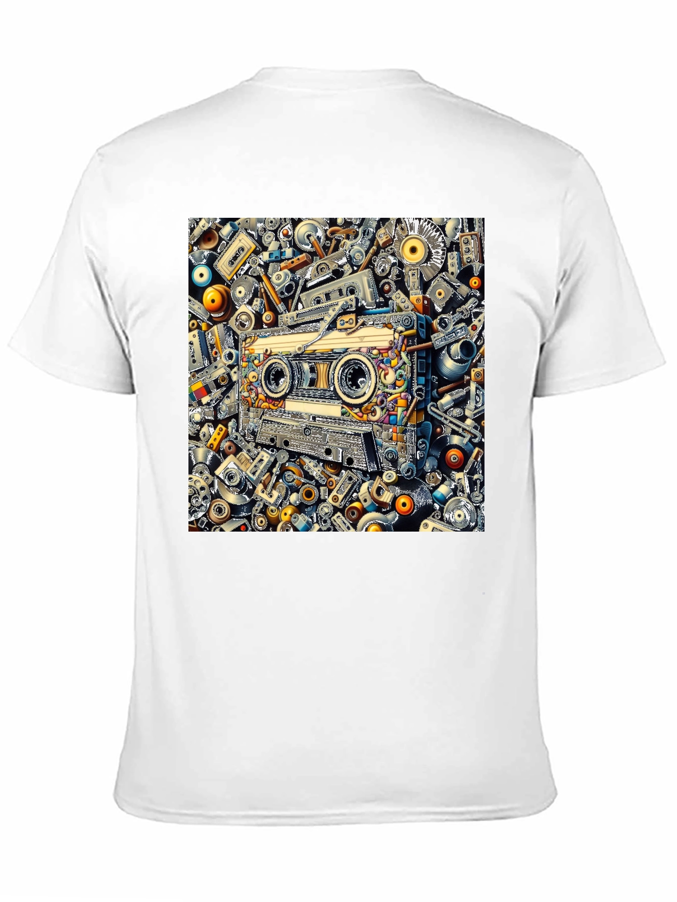 Black Cassette Tape Collage Graphic Tee - Retro Style view 11