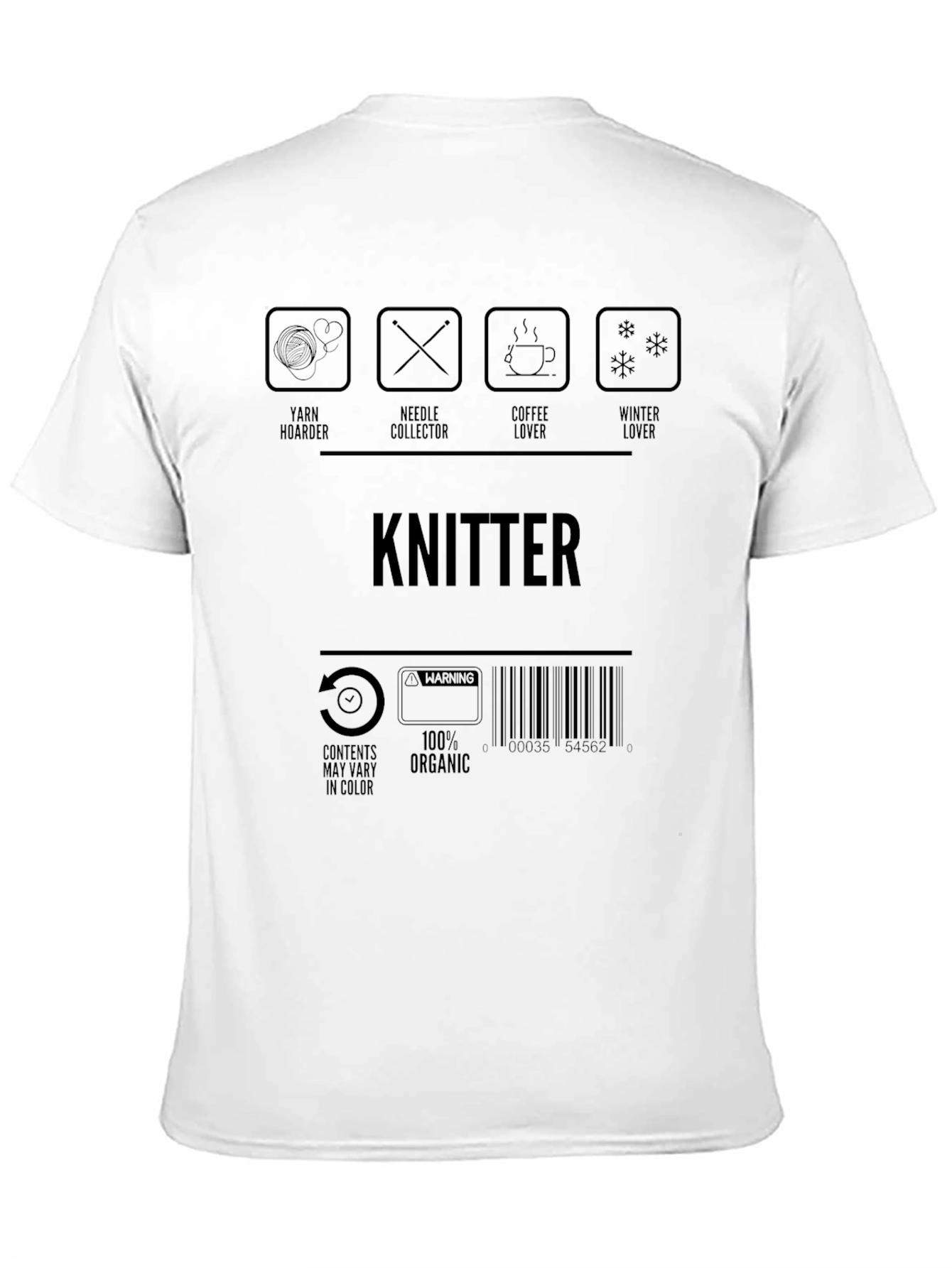 Black Knitter T-Shirt - Yarn, Needles, Coffee, Winter Lover view 11