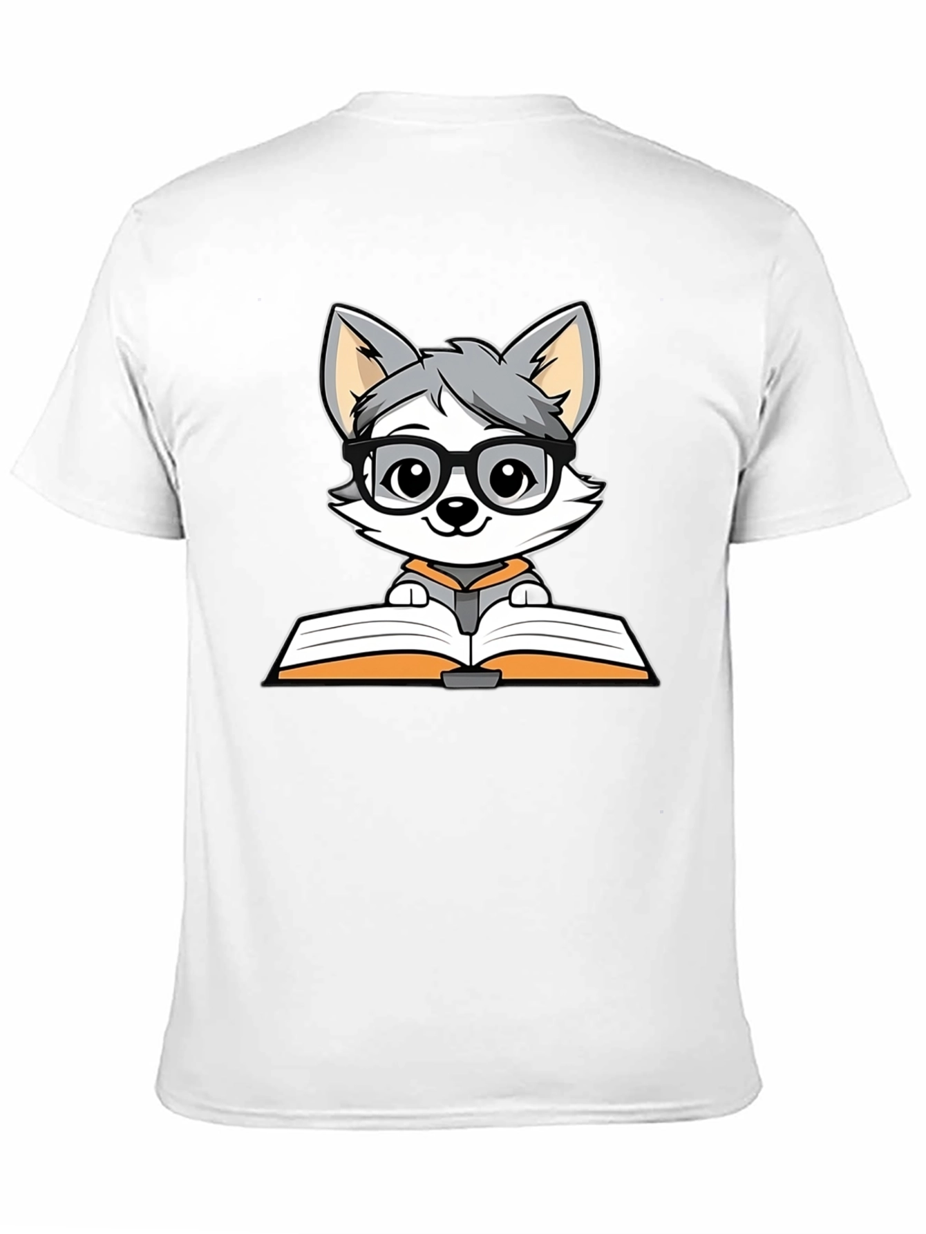 Bookworm Wolf T-Shirt - Cute Cartoon Design - 11