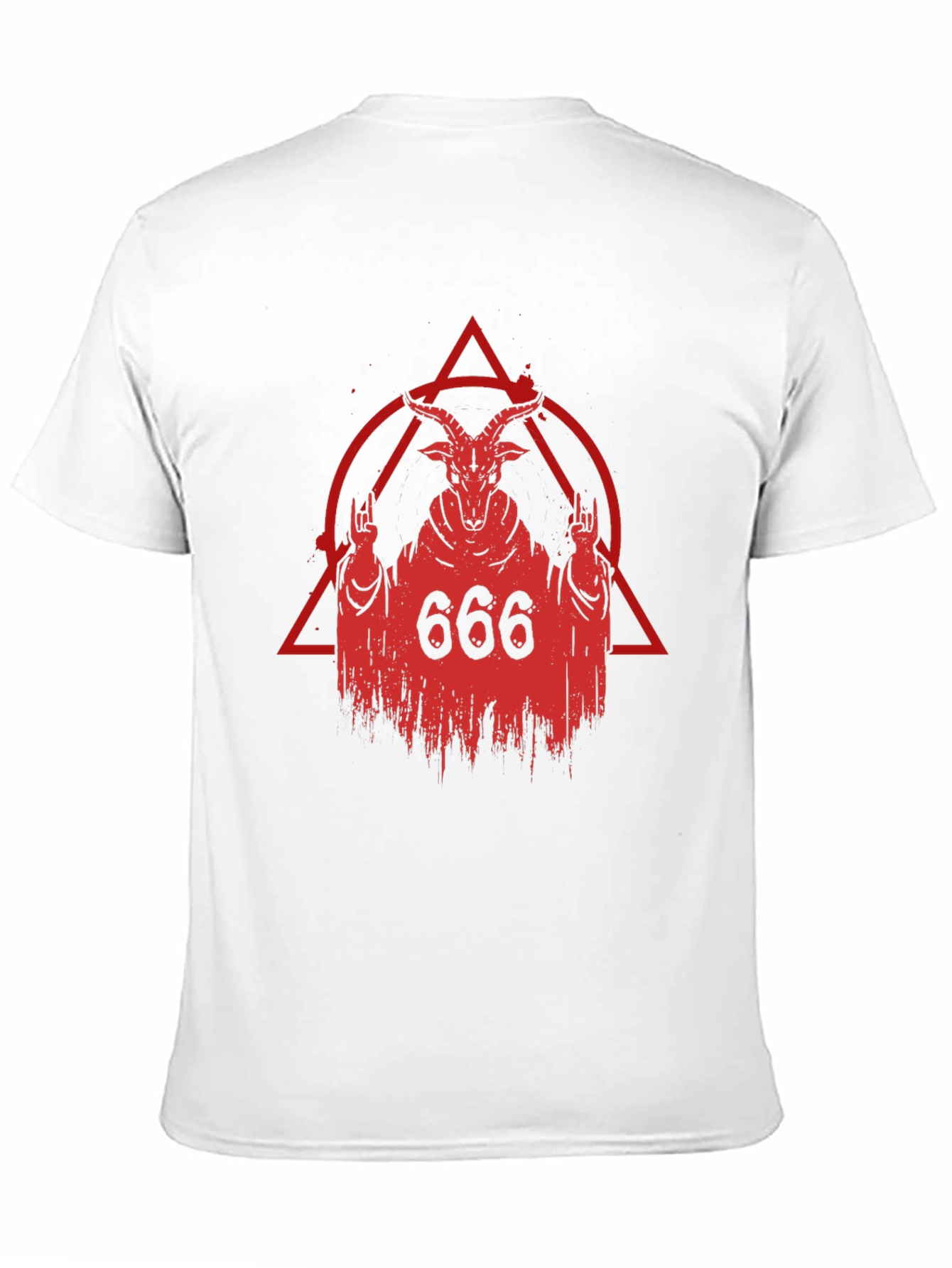 Black Occult Goat Head Graphic Print T-Shirt view 11