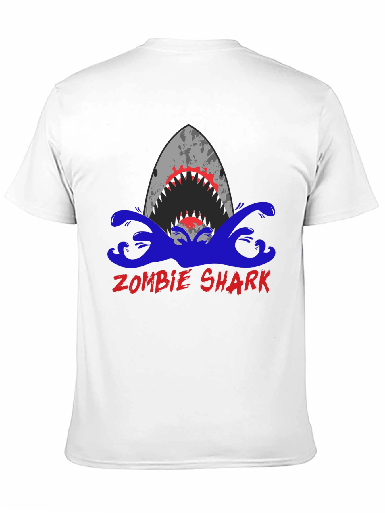 Black Zombie Shark Graphic Tee - Men's Black T-Shirt view 11