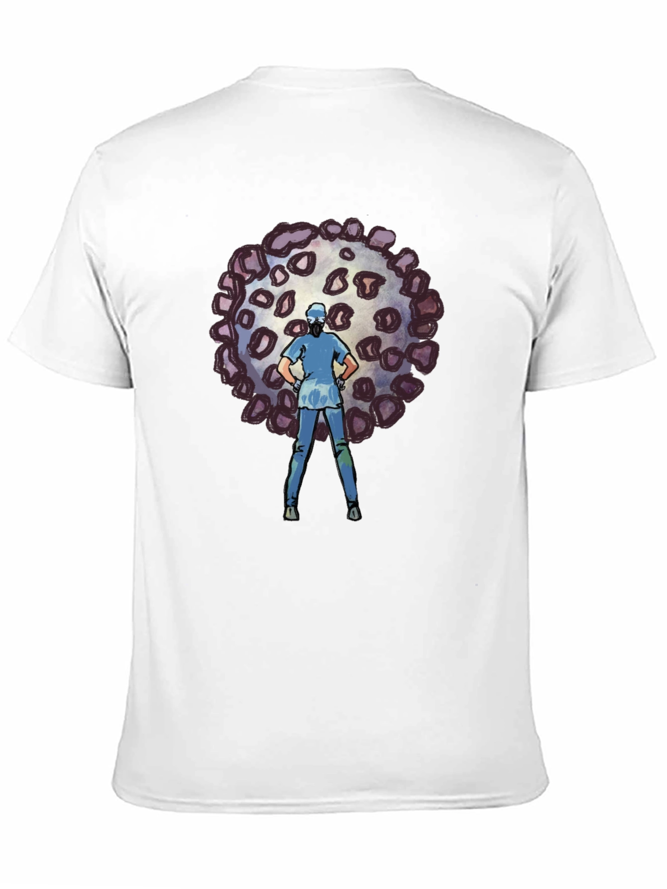 Black Heroic Nurse vs Virus Graphic Tee - Black Cotton T-Shirt view 11