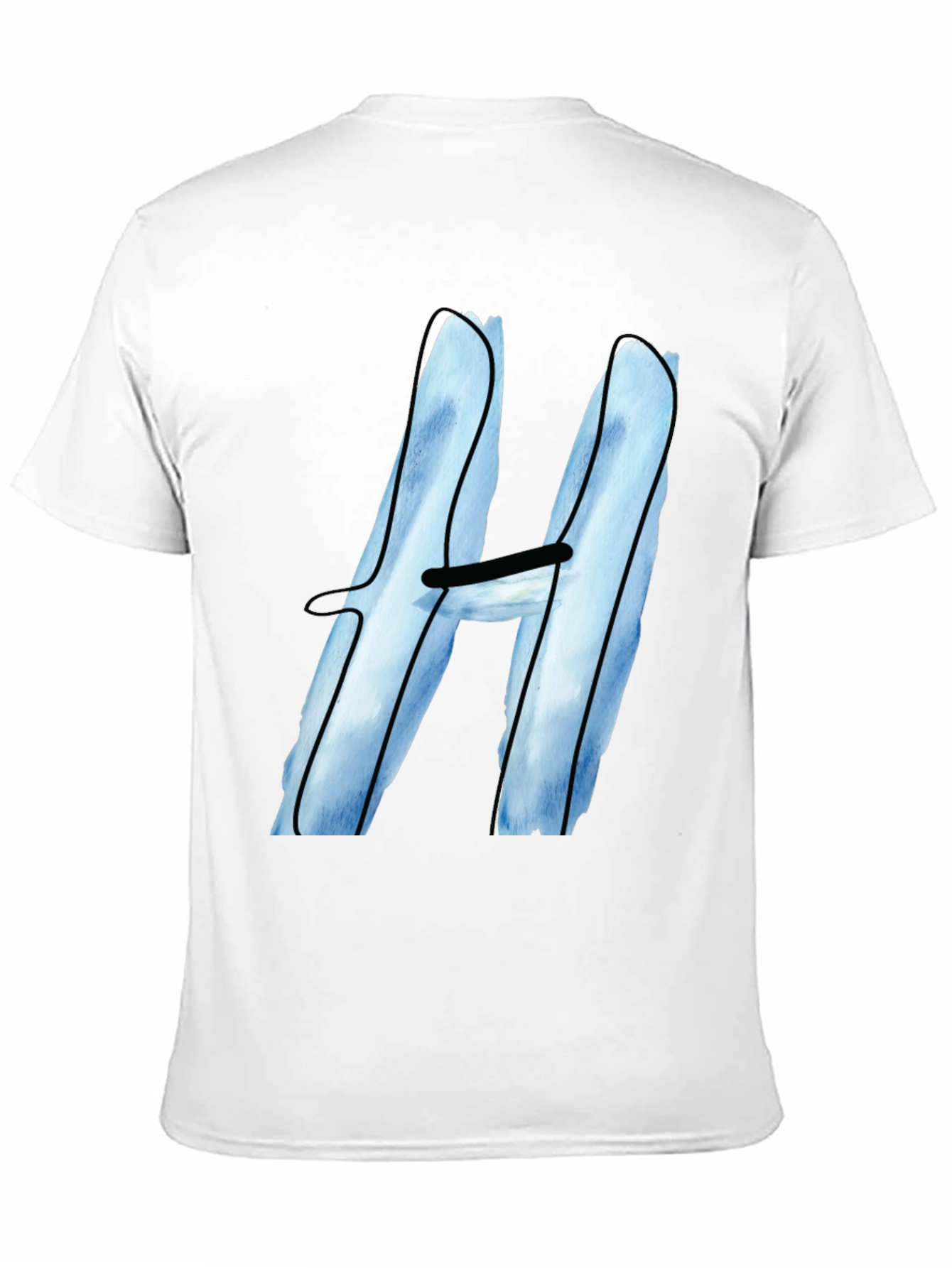 Black Cool Blue H Graphic Tee - Black Cotton Blend view 11