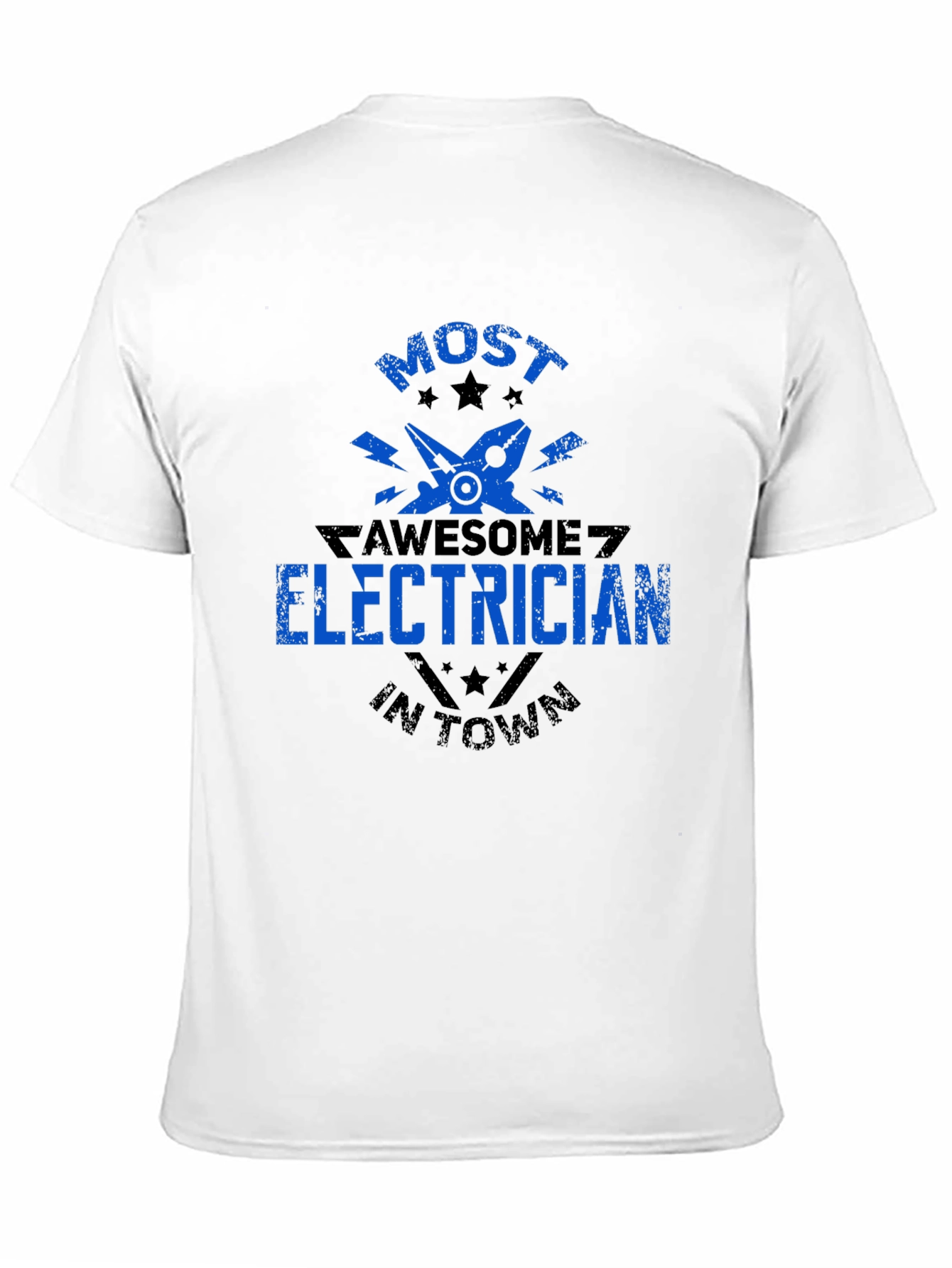Black Awesome Electrician T-Shirt - Black Crew Neck view 11