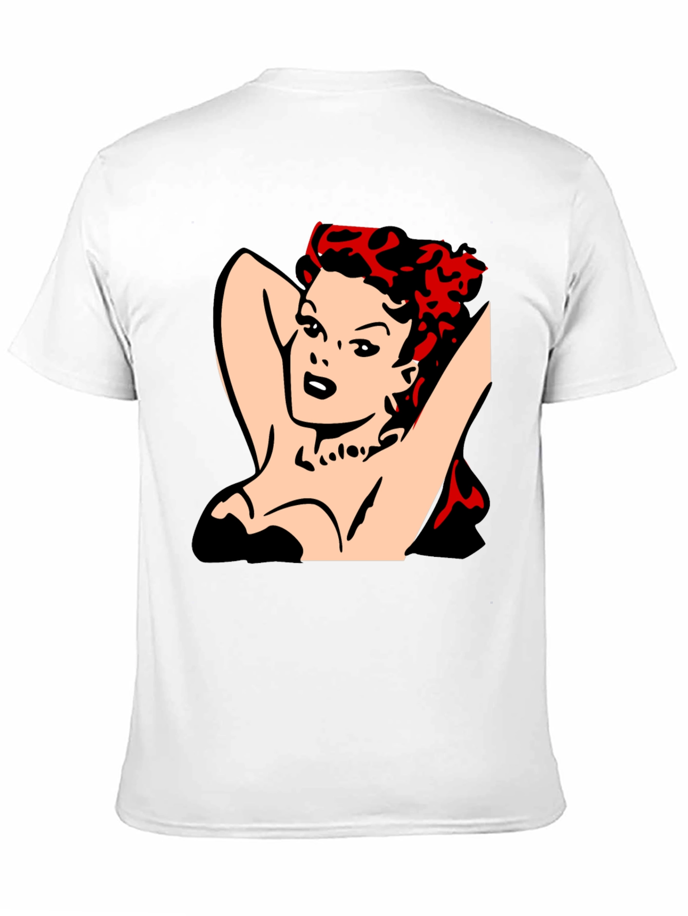 Black Retro Pin-Up Girl Graphic T-Shirt - Black view 11